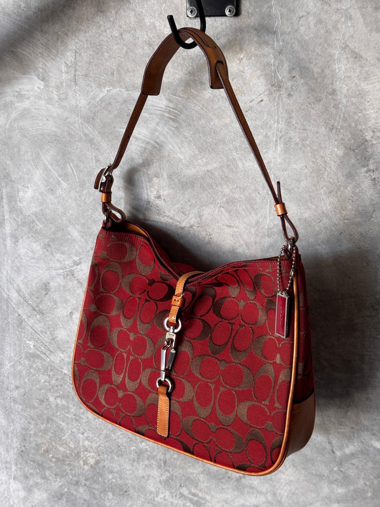 VINTAGE RED/TAN MONOGRAM HANDBAG