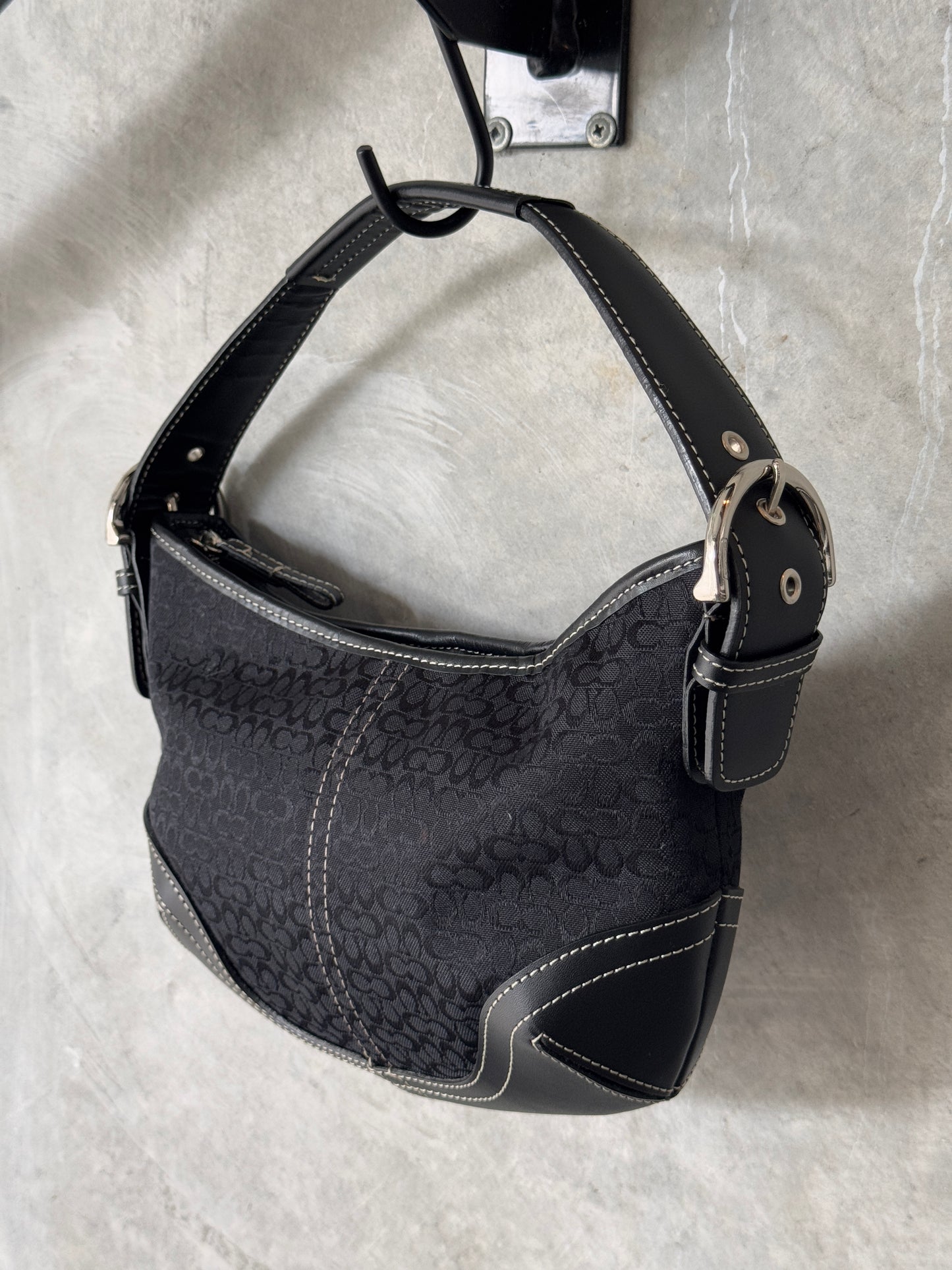 VINTAGE COACH BLACK SUFFLETTE MINI HANDBAG