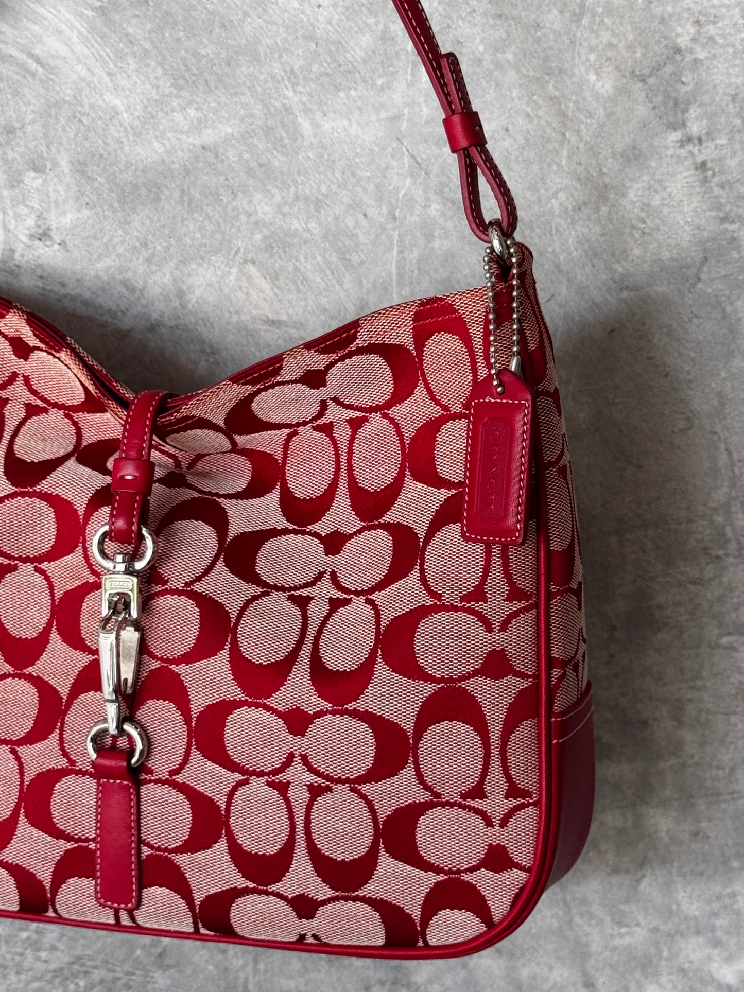 VINTAGE RED MONOGRAM HANDBAG