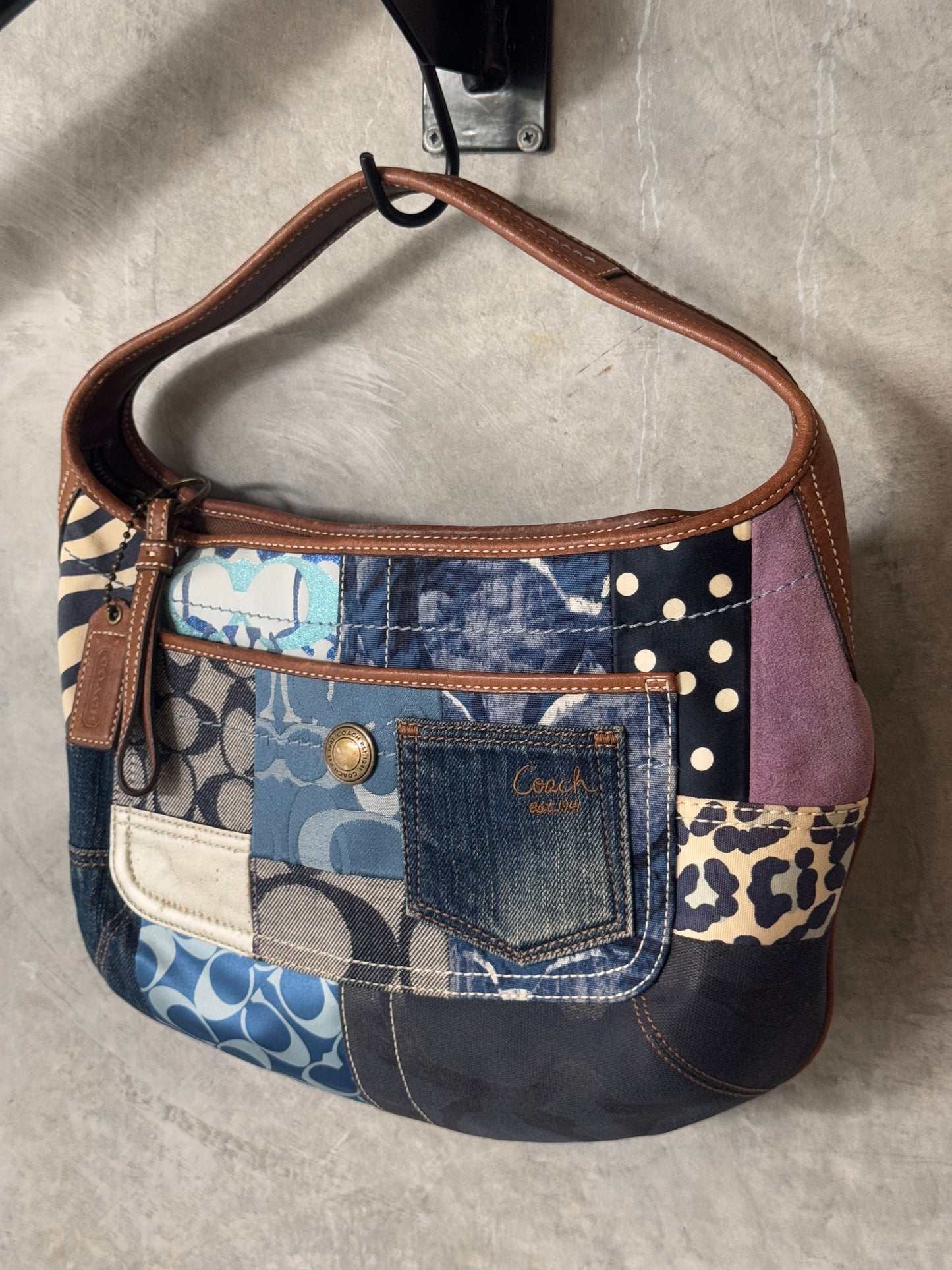 VINTAGE COACH MULTICOLOUR PATCHWORK HOBO HANDBAG