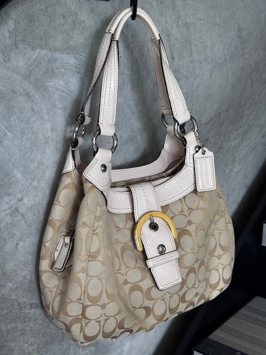 VINTAGE COACH BEIGE HAMPTON HOBO SHOULDER BAG