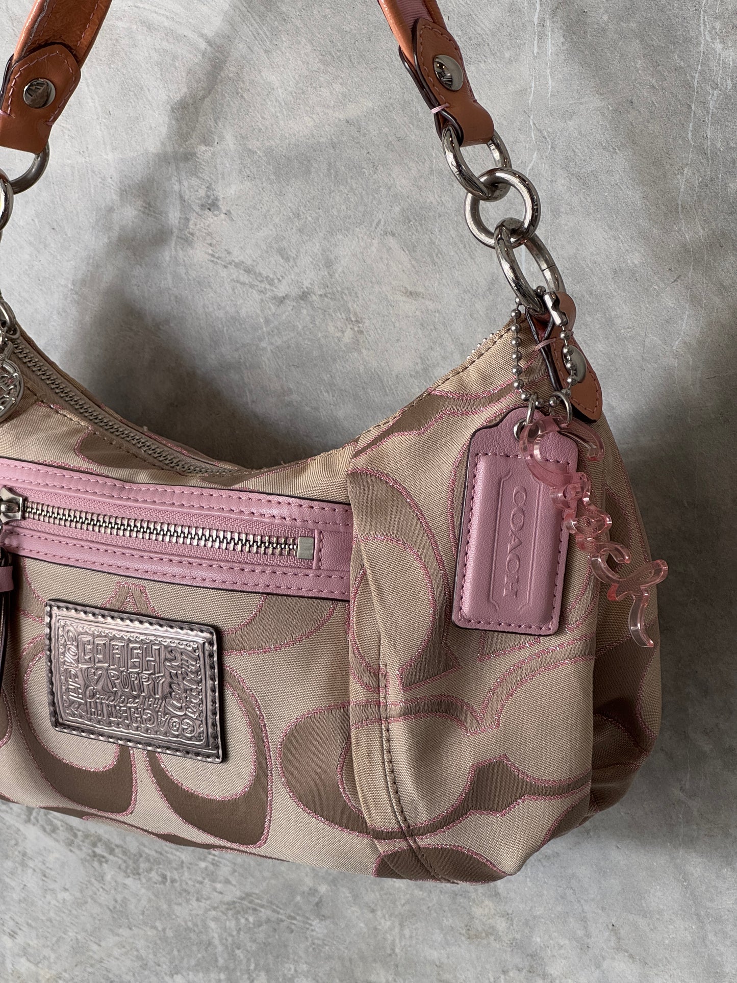 VINTAGE Y2K PINK COACH POPPY BEIGE HANDBAG