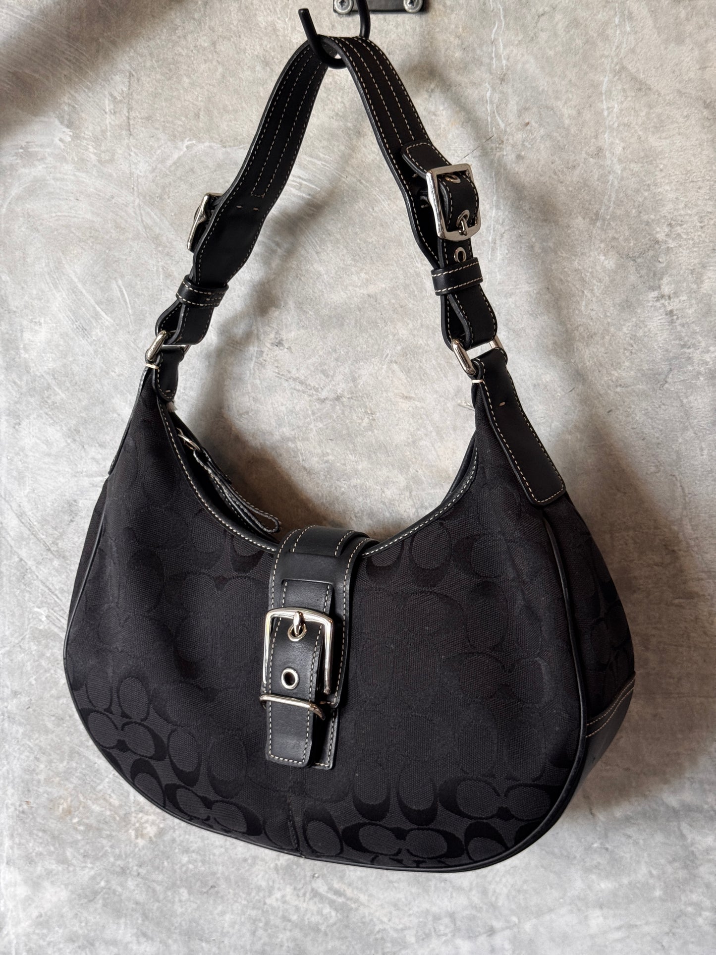 VINTAGE COACH MONOGRAM MOON HANDBAG