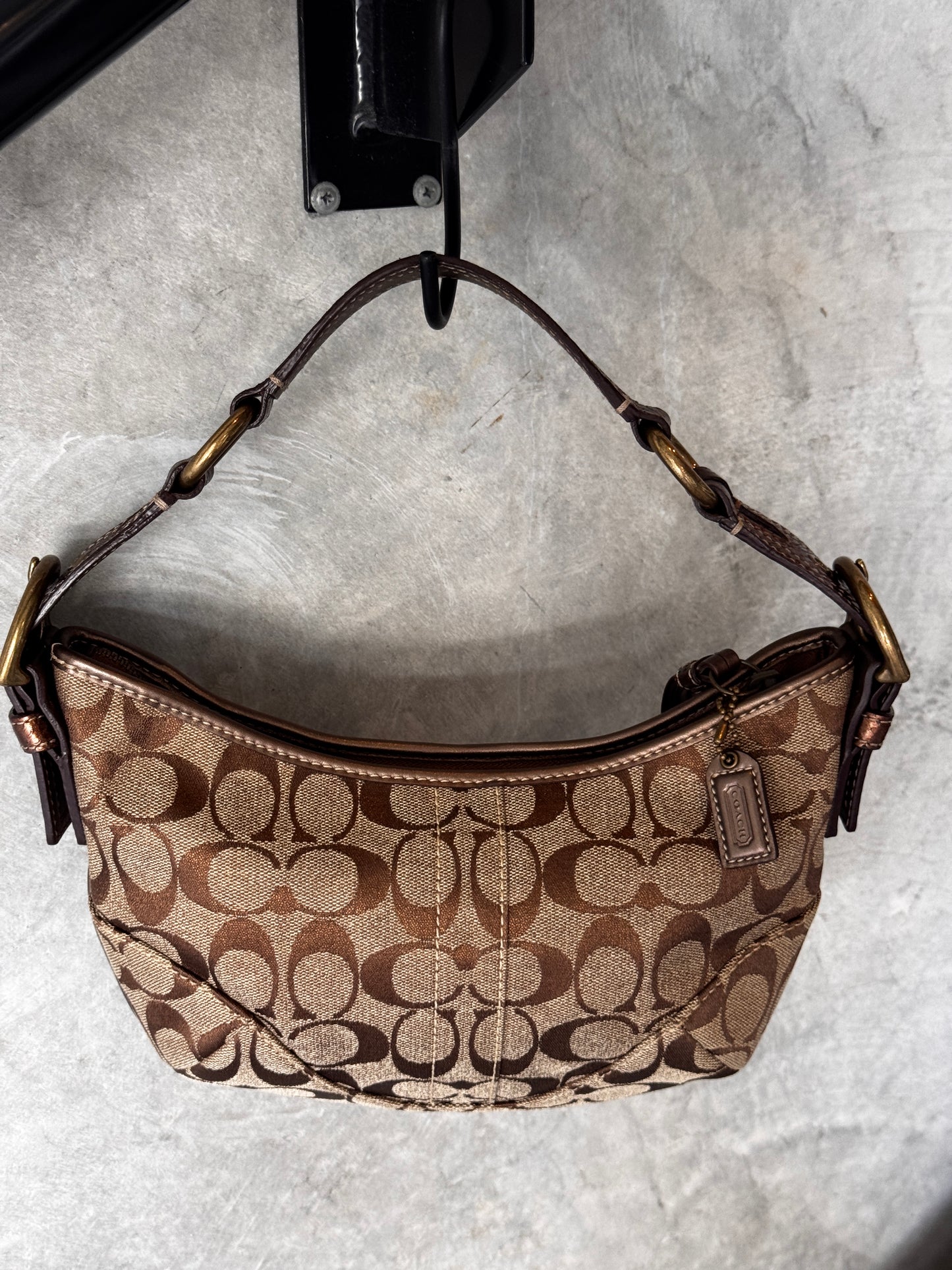 VINTAGE COACH TAN MONOGRAM HANDBAG