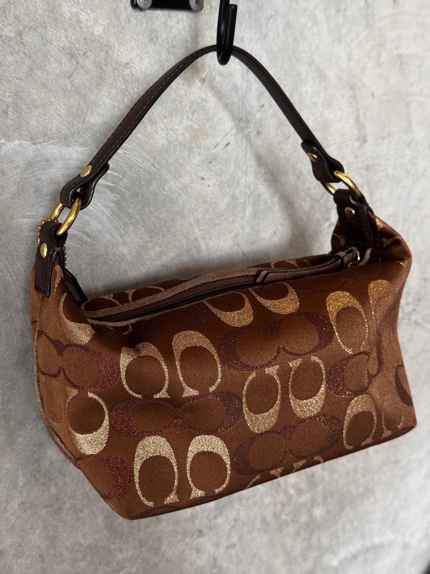 MINI VINTAGE BROWN MONOGRAM COACH HANDBAG
