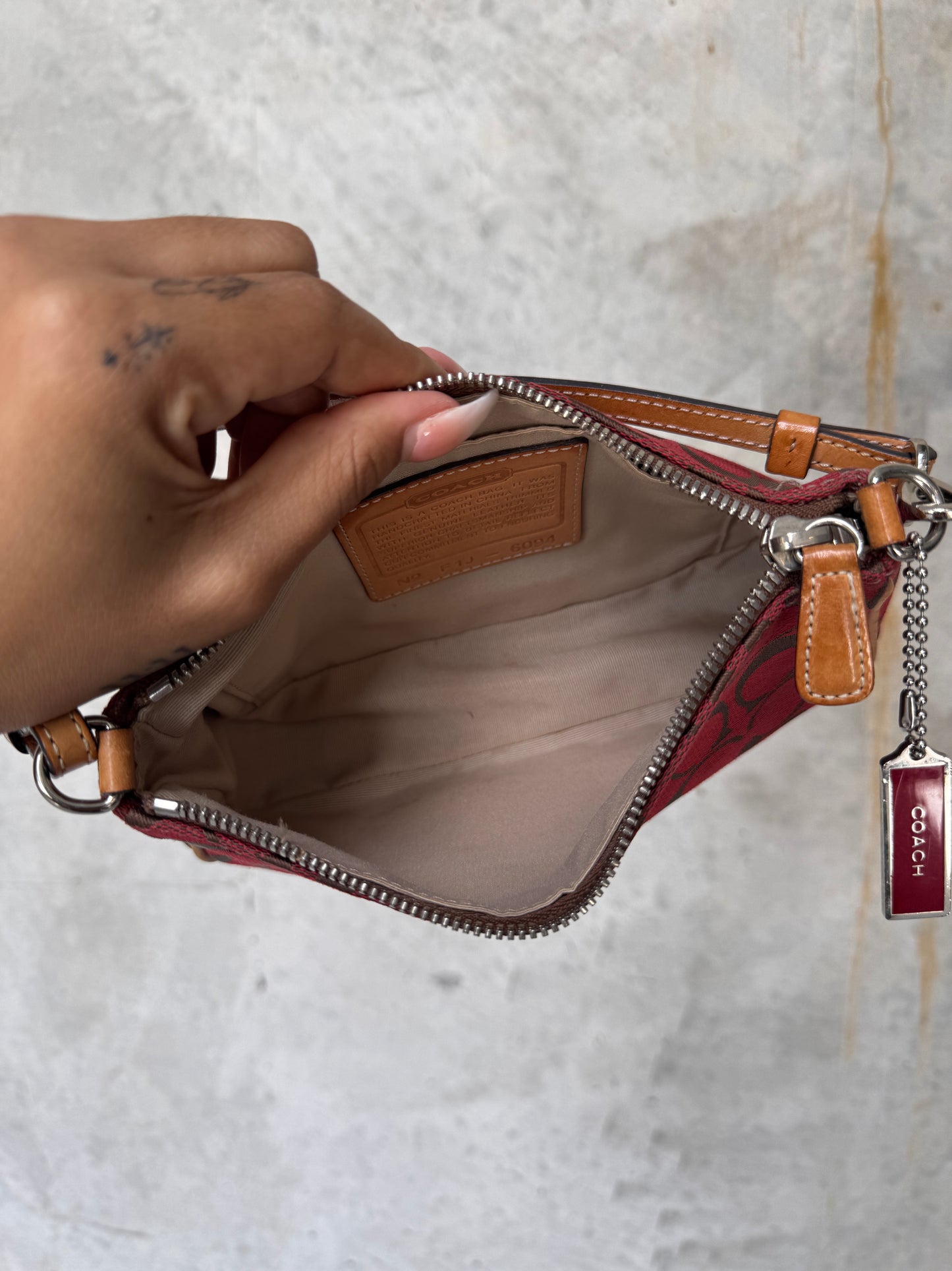 AUTHENTIC COACH RED/TAN MONOGRAM BAGUETTE