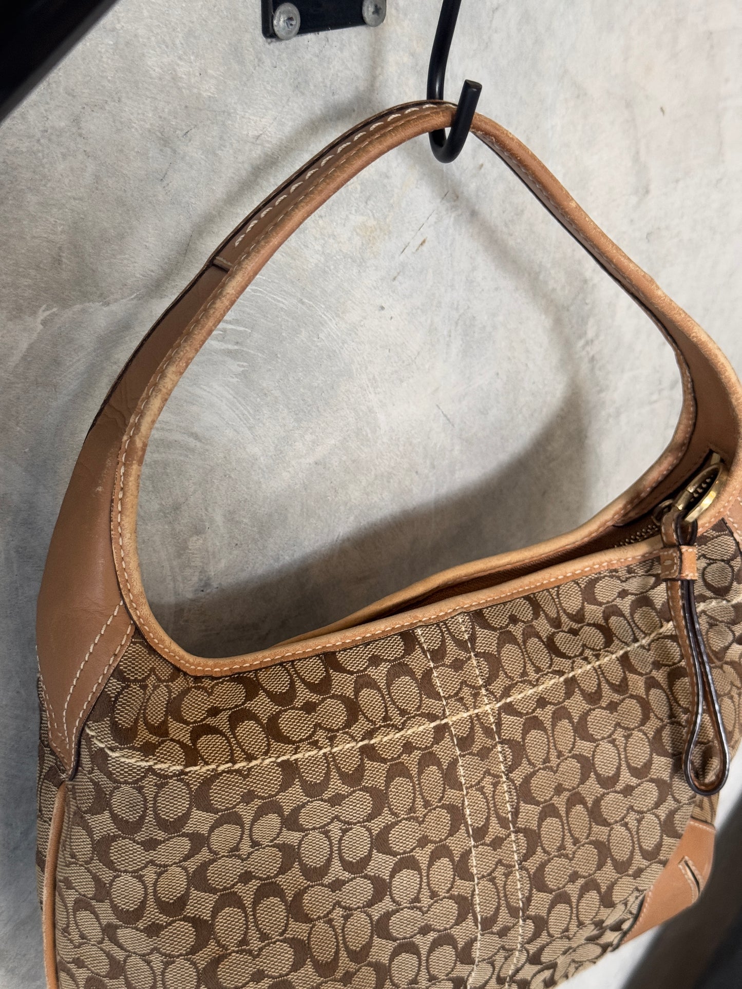VINTAGE COACH SUFFLETTE BROWN HANDBAG