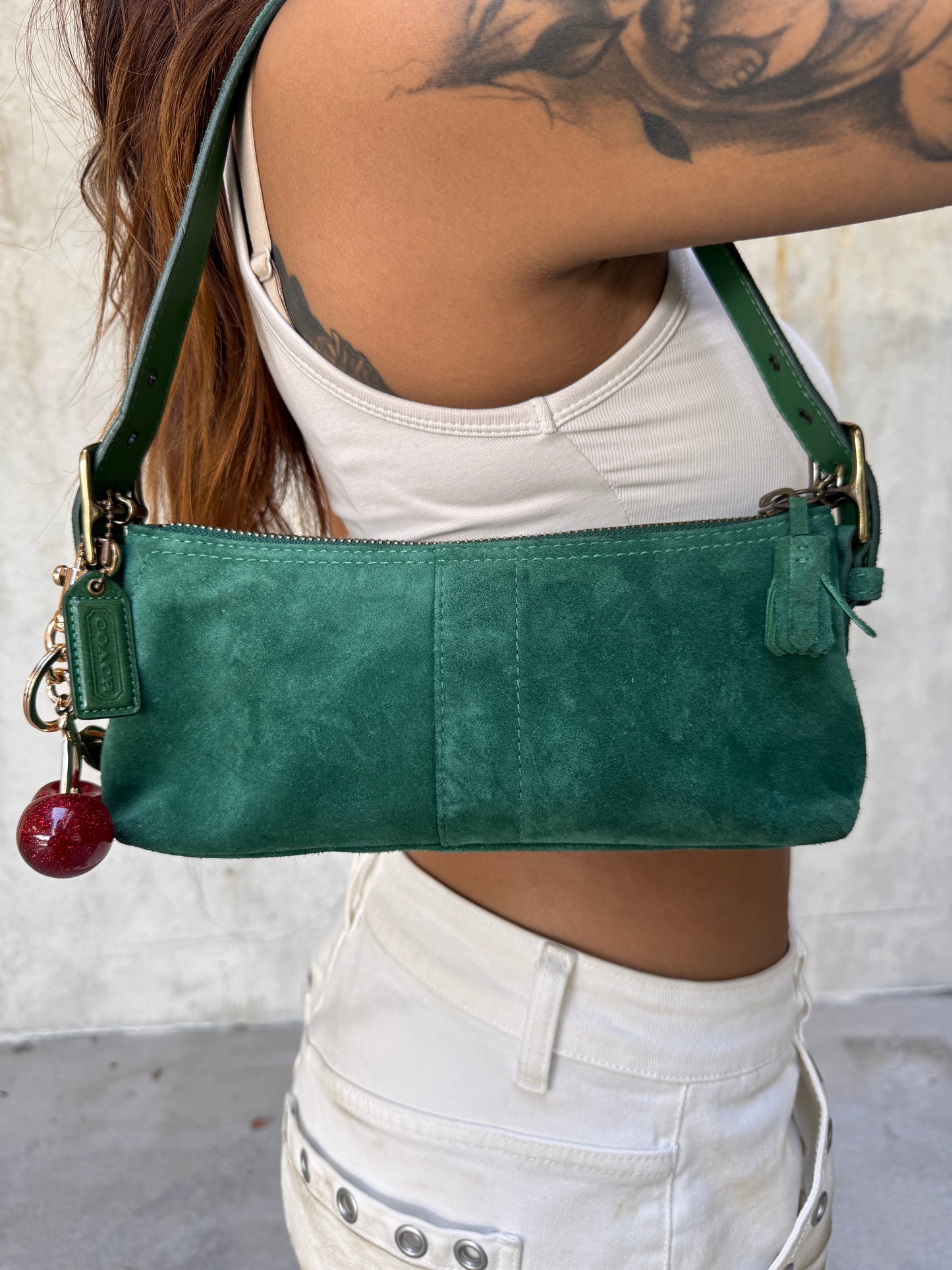 RARE COACH Y2K GREEN DEMI BAGUETTE BAG