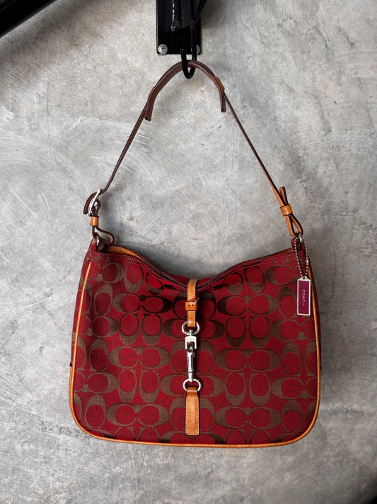 VINTAGE RED/TAN MONOGRAM HANDBAG