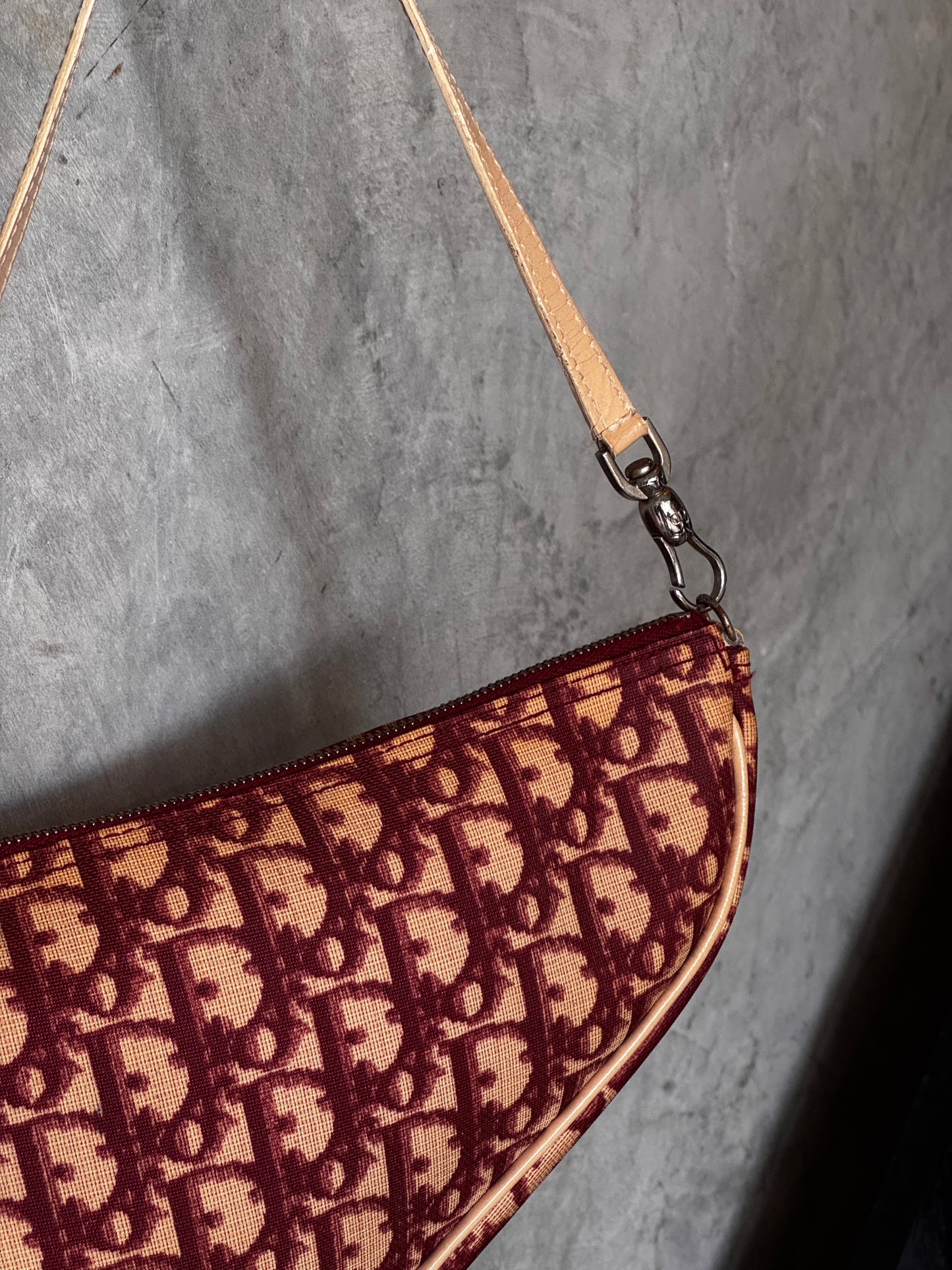 DIOR TROTTER SADDLE HANDBAG BURGUNDY
