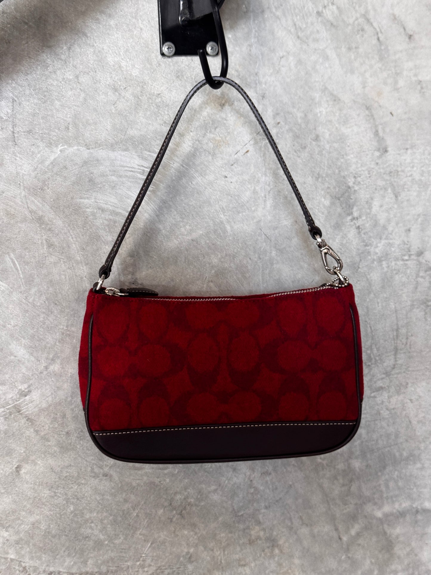 AUTHENTIC VINTAGE COACH DEMI RED WOOL SHOULDER BAG