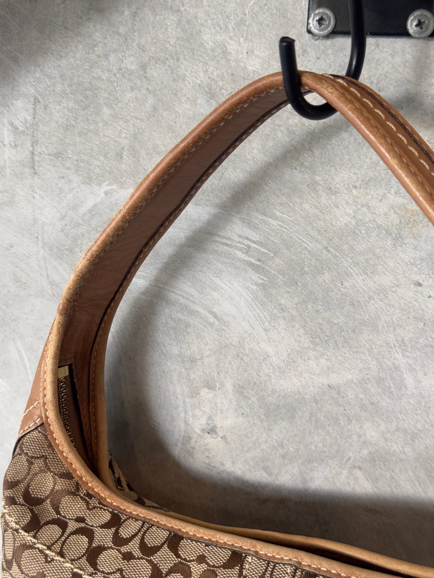 VINTAGE COACH SUFFLETTE BROWN HANDBAG
