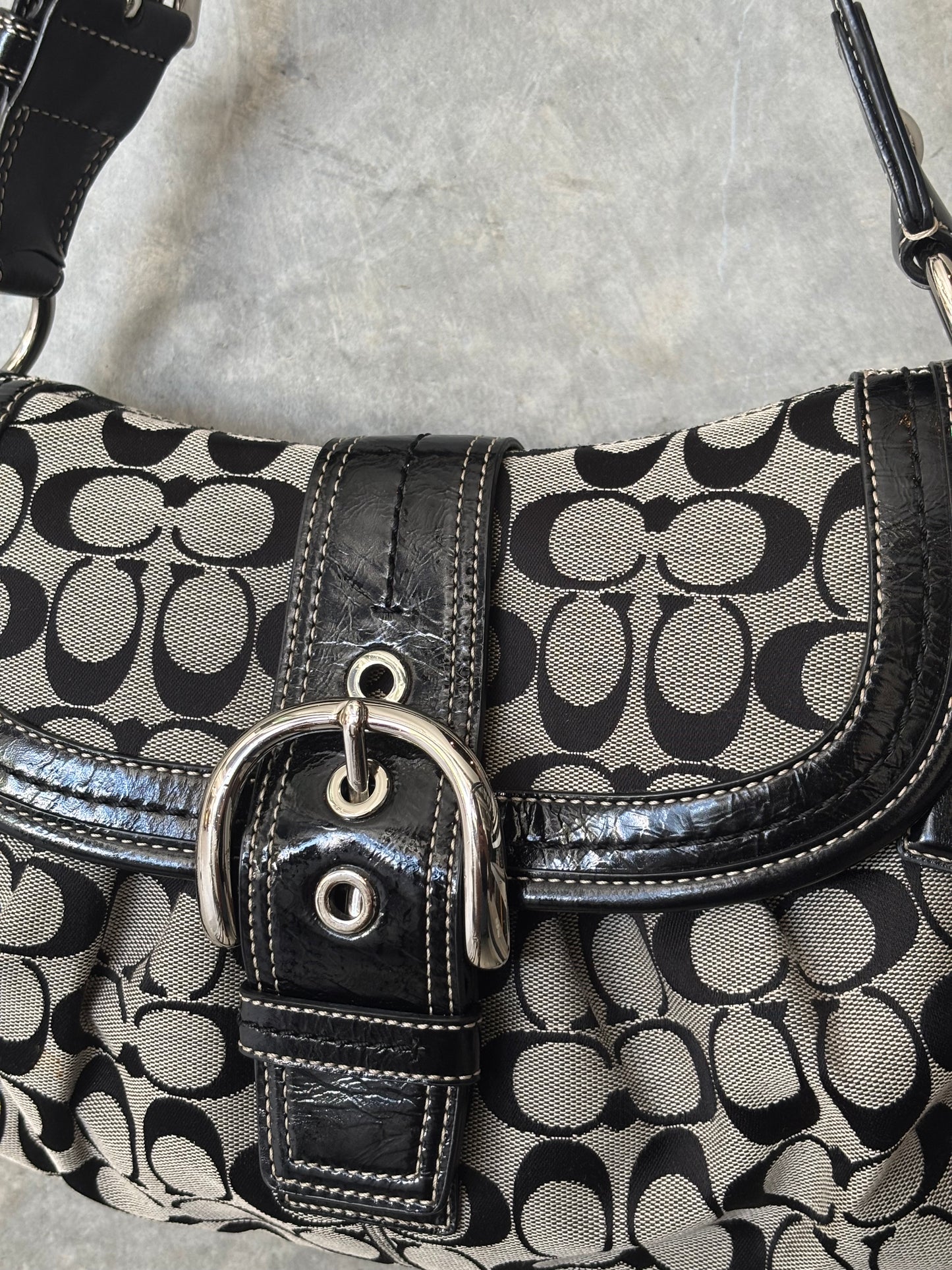 VINTAGE COACH MONOGRAM SOHO HANDBAG BLACK