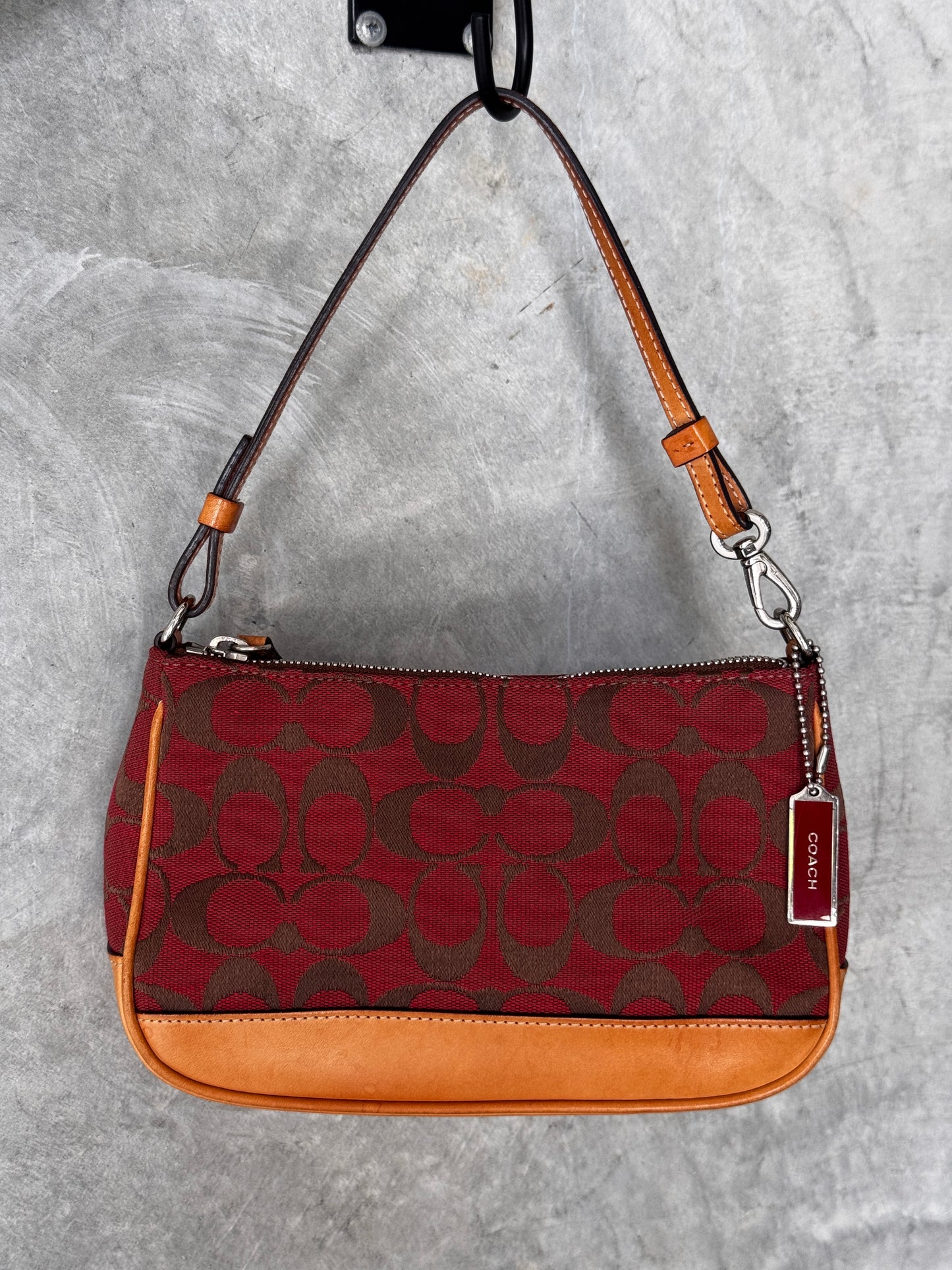 AUTHENTIC COACH RED/TAN MONOGRAM BAGUETTE