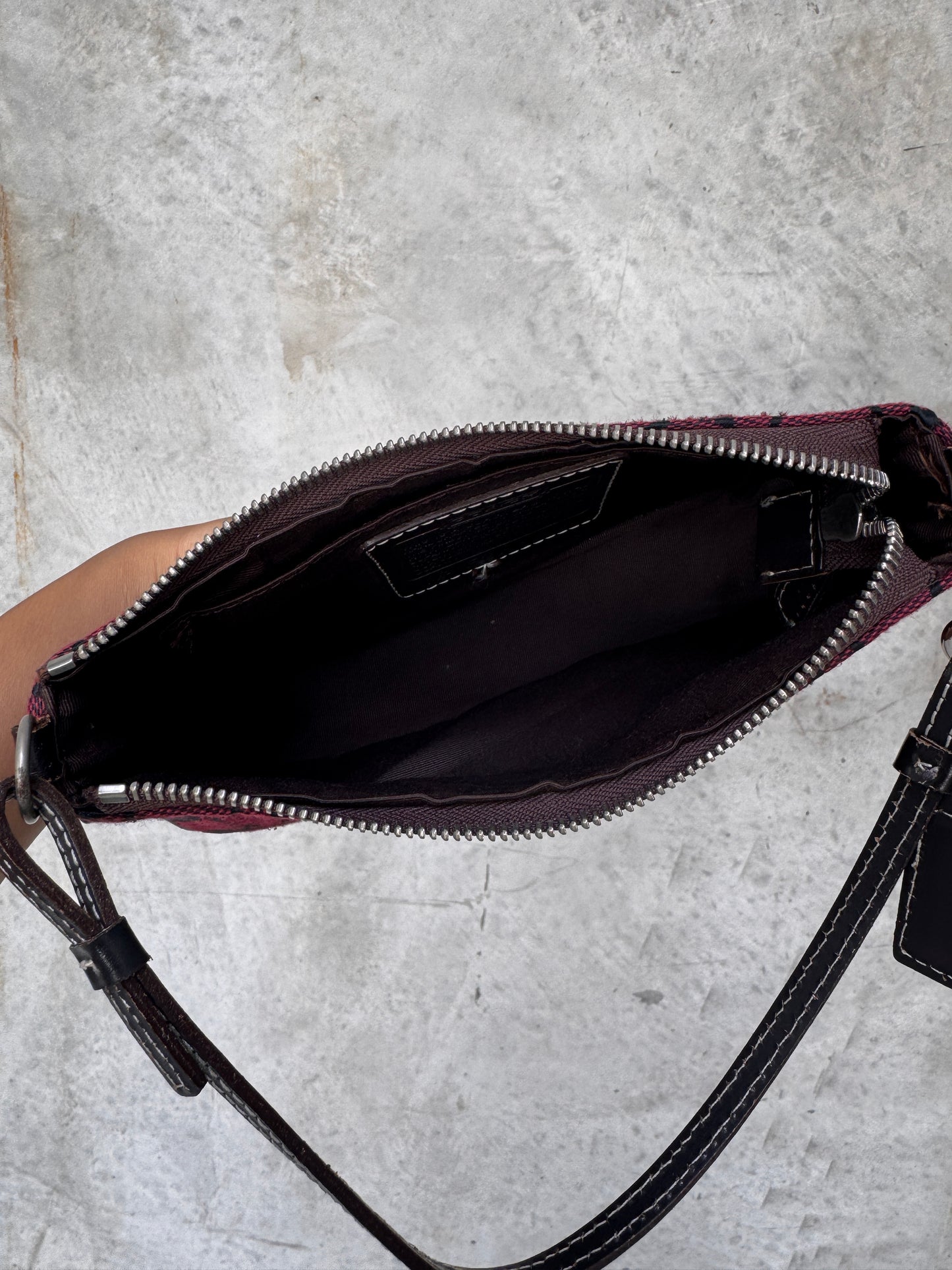 AUTHENTIC COACH BURGUNDY MONOGRAM BAGUETTE