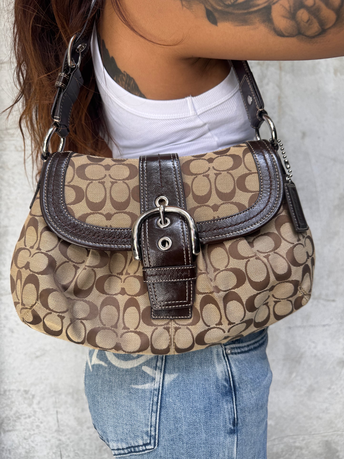 AUTHENTIC SOHO COACH BROWN SHOULDER BAG