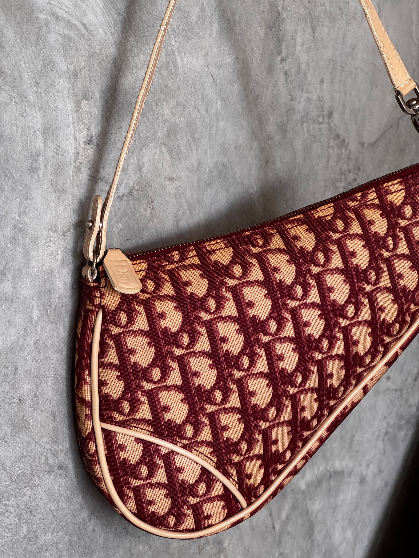 DIOR TROTTER SADDLE HANDBAG BURGUNDY