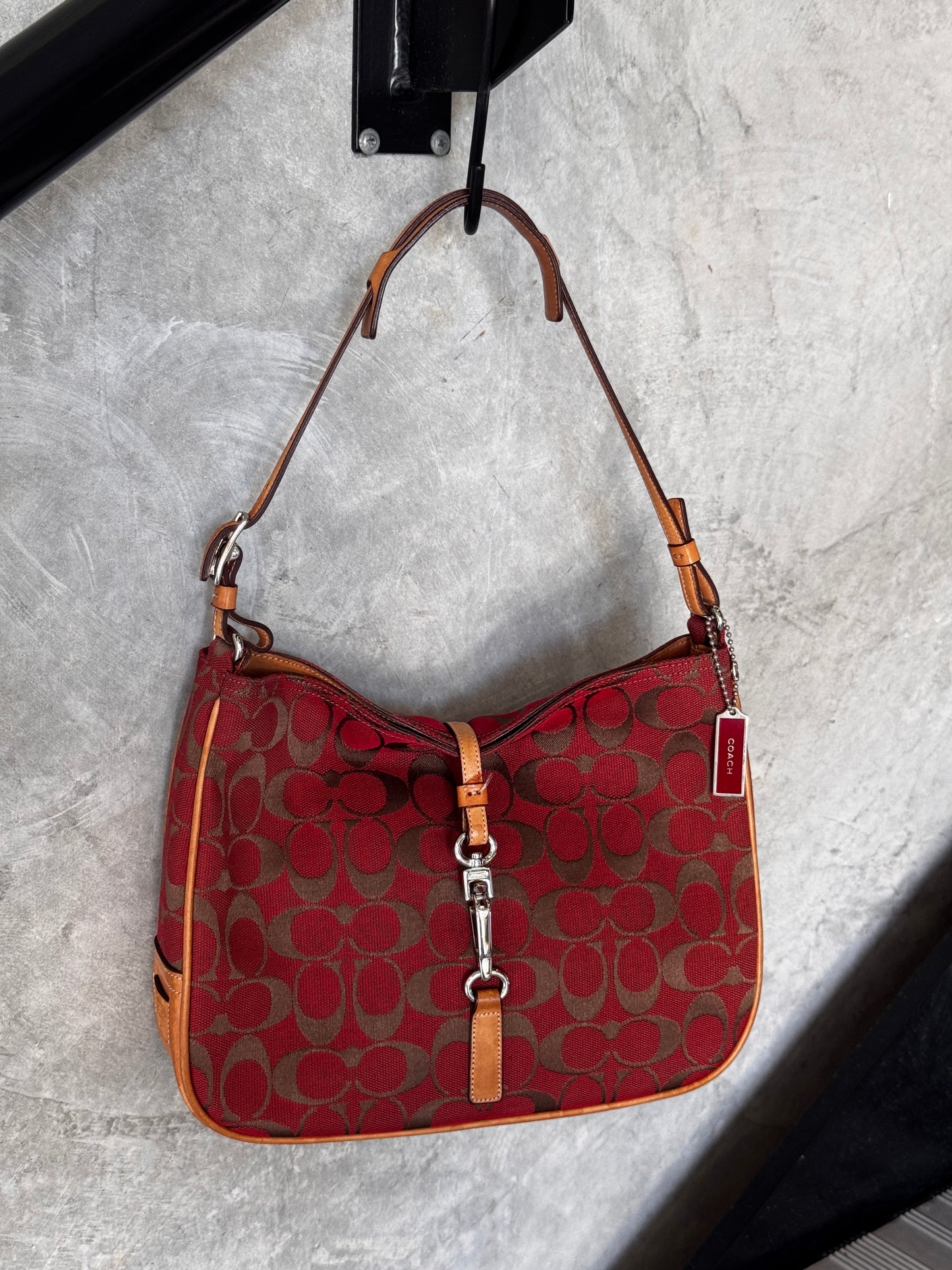 VINTAGE RED/TAN MONOGRAM HANDBAG