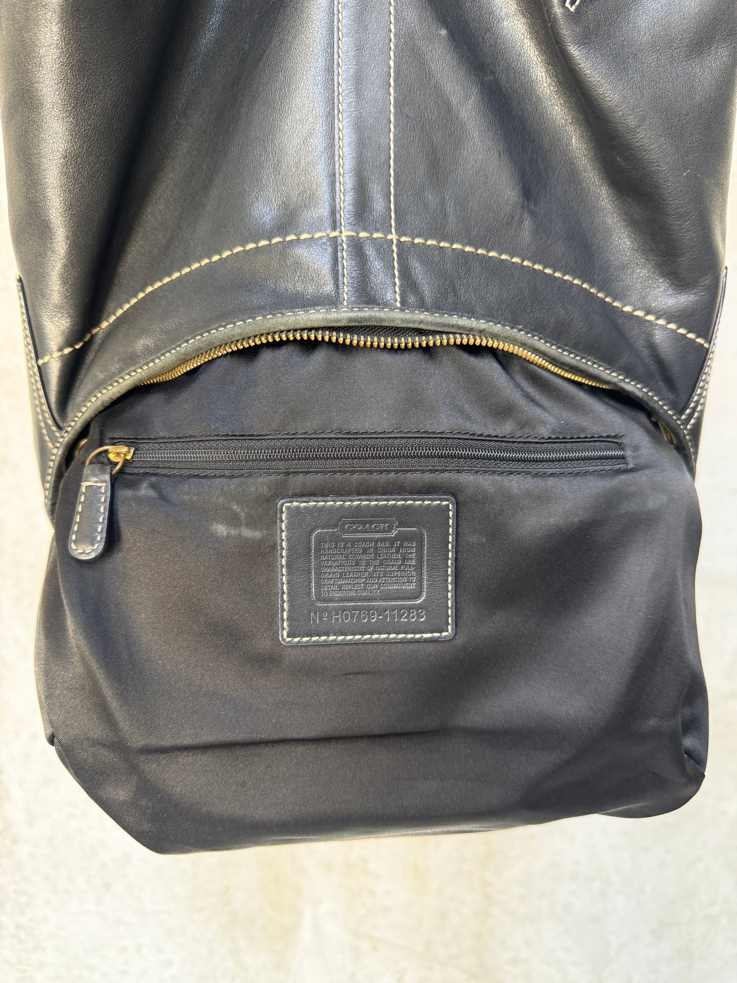 VINTAGE COACH BLACK LEATHER HANDBAG