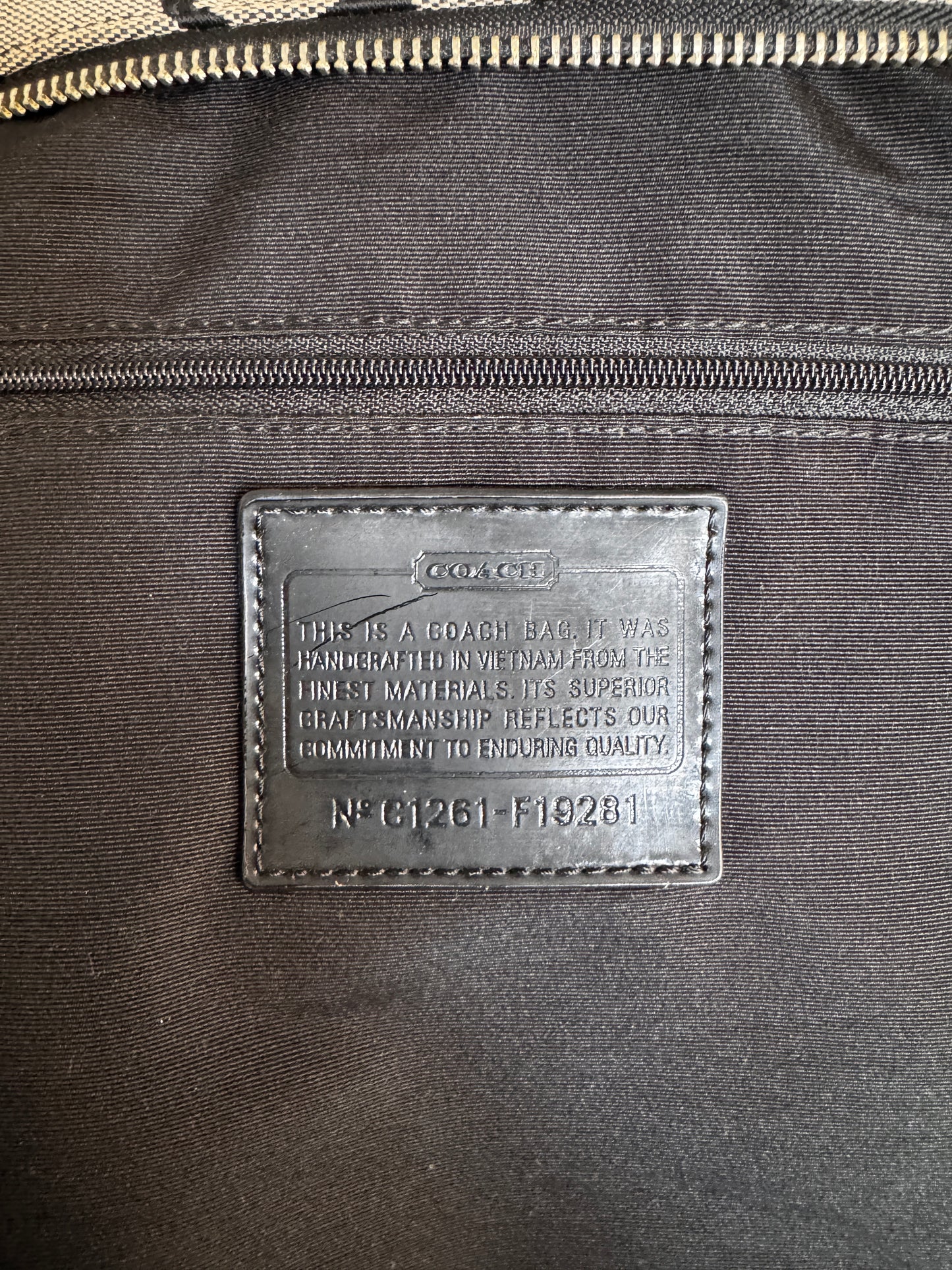 VINTAGE LEATHER MONOGRAM TOTE HANDBAG