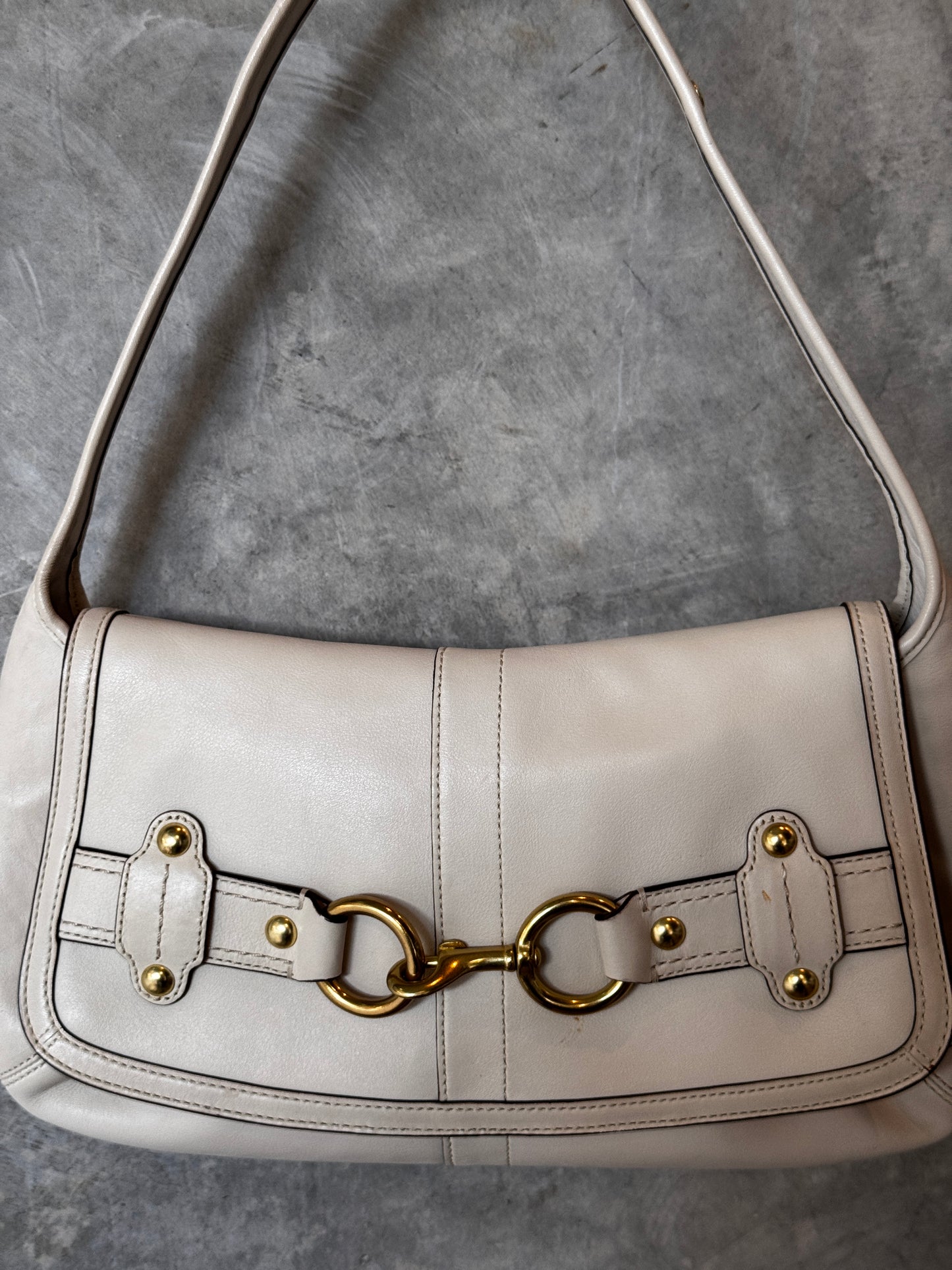 AUTHENTIC COACH HORSEBIT WHITE LEATHER BAG