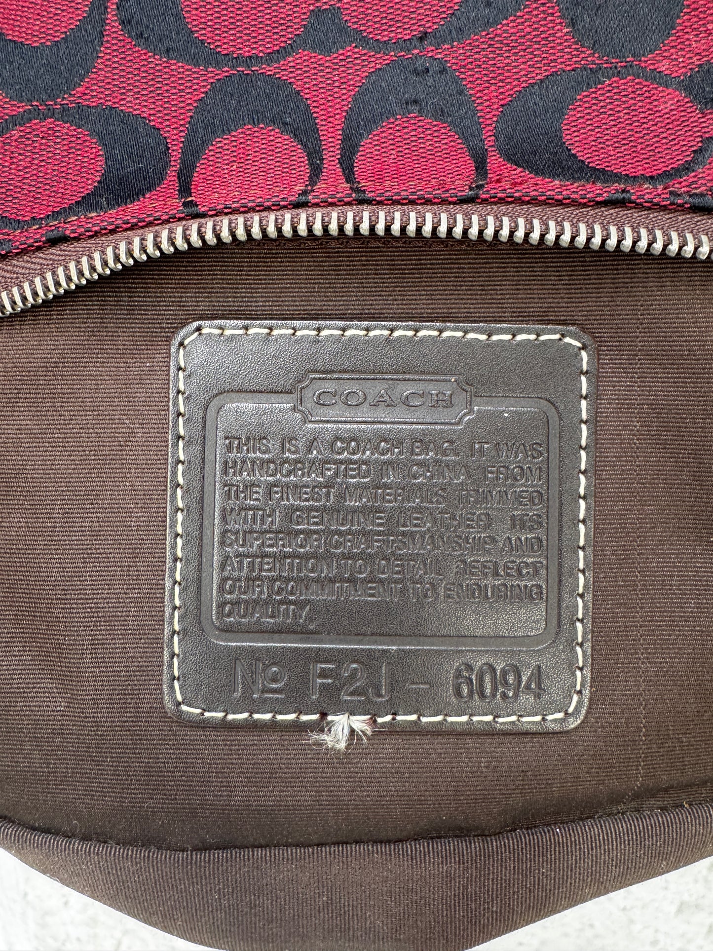 AUTHENTIC COACH BURGUNDY MONOGRAM BAGUETTE