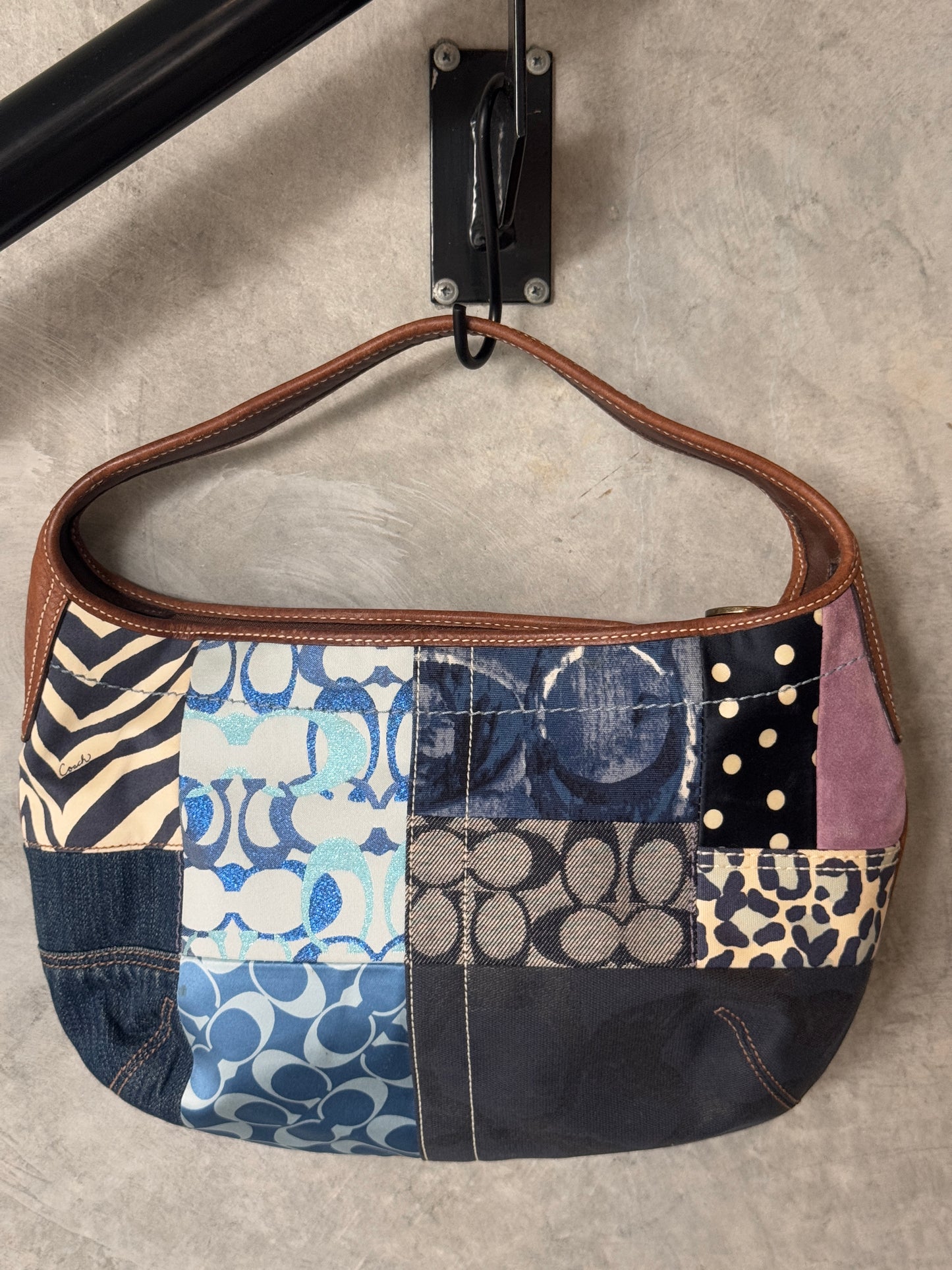VINTAGE COACH MULTICOLOUR PATCHWORK HOBO HANDBAG