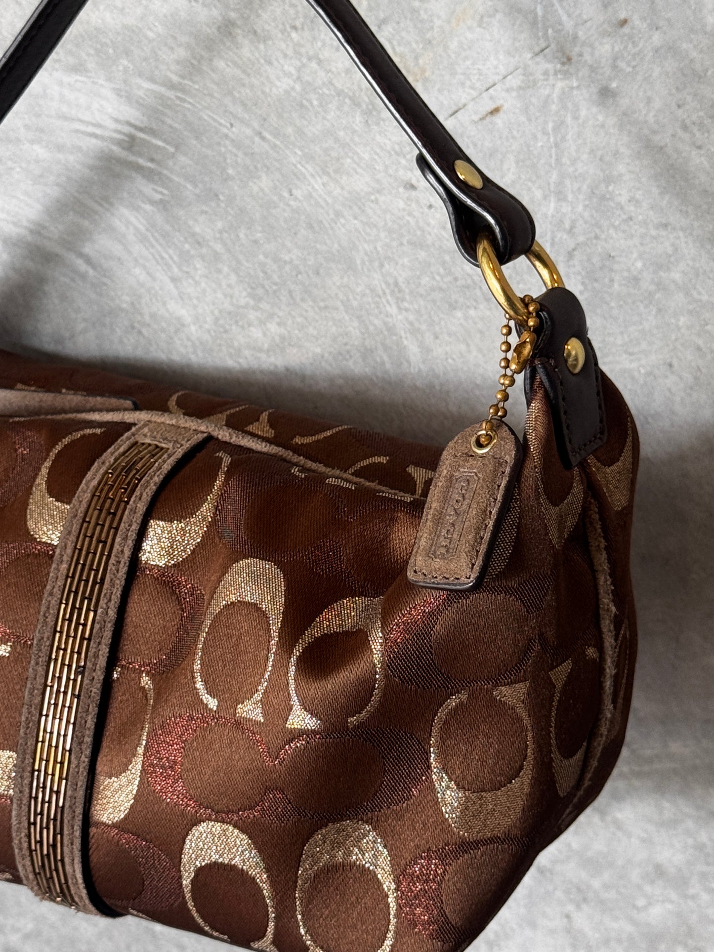 MINI VINTAGE BROWN MONOGRAM COACH HANDBAG