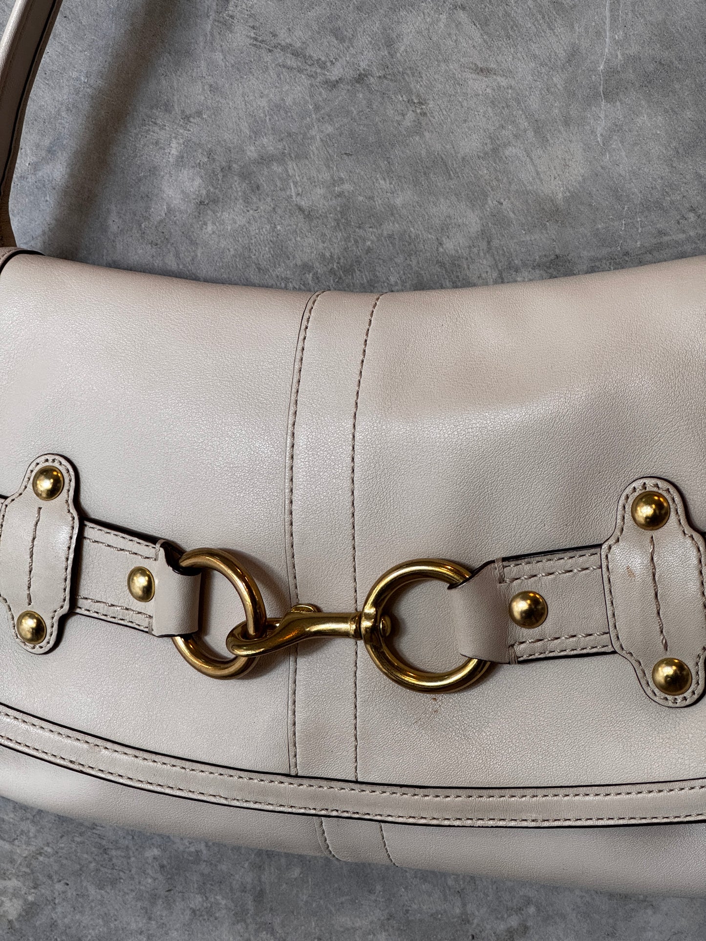 AUTHENTIC COACH HORSEBIT WHITE LEATHER BAG
