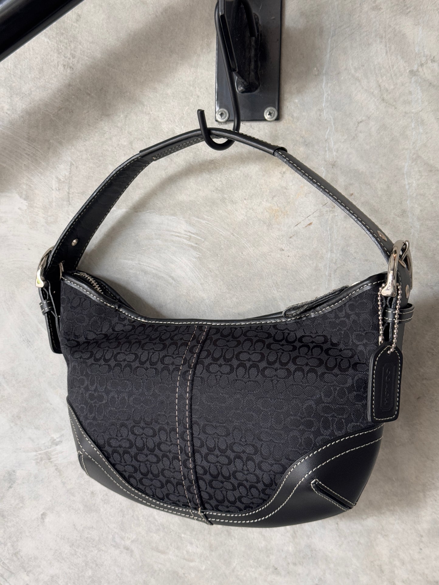 VINTAGE COACH BLACK SUFFLETTE MINI HANDBAG