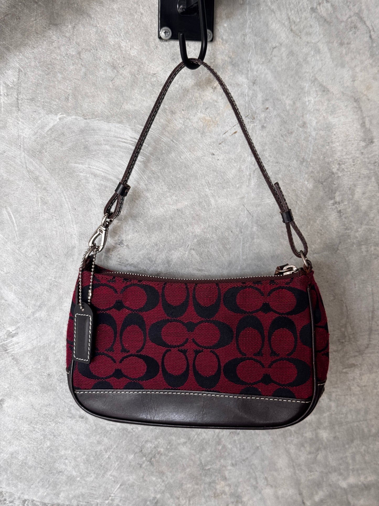 AUTHENTIC COACH BURGUNDY MONOGRAM BAGUETTE