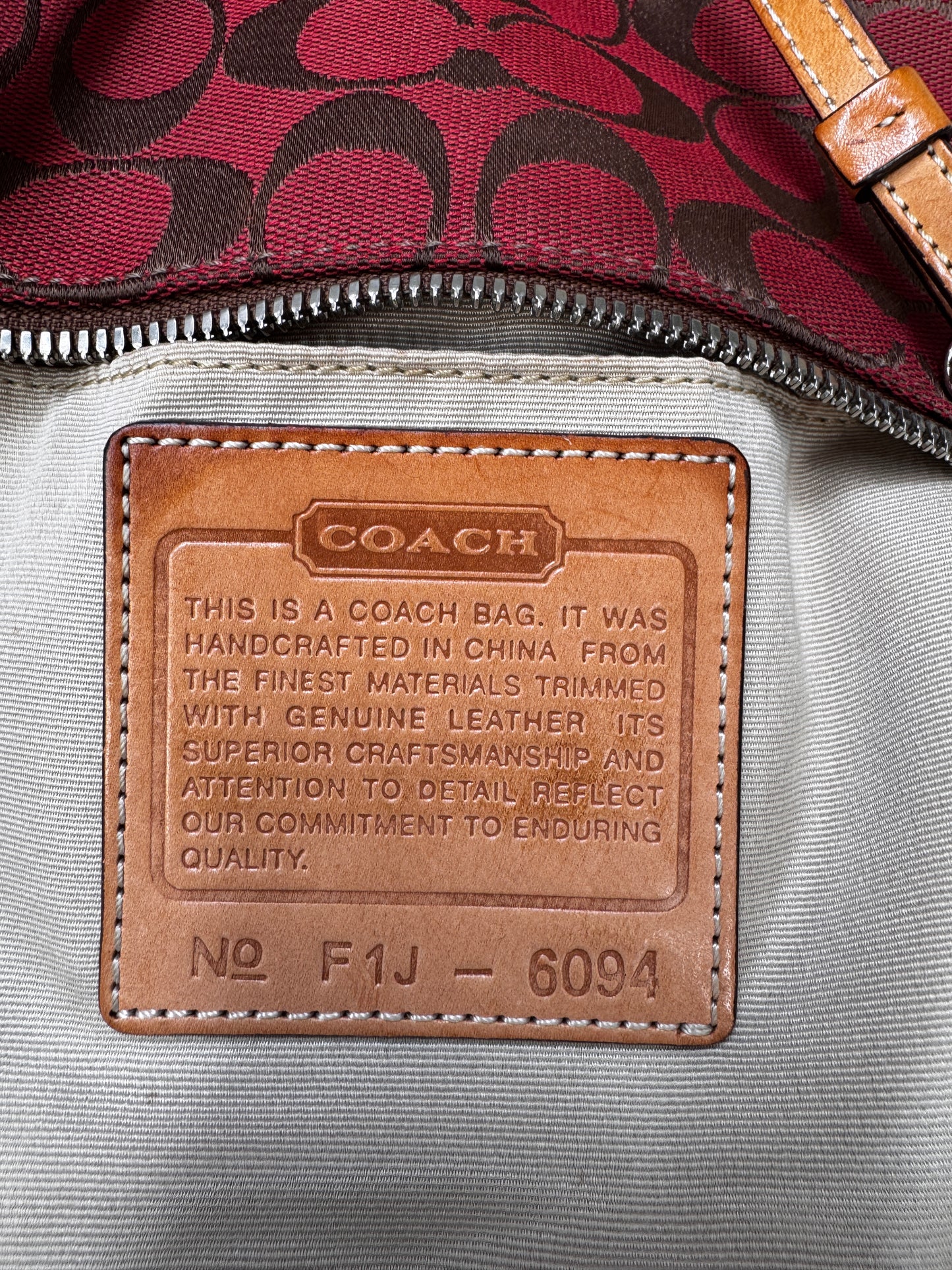 AUTHENTIC COACH RED/TAN MONOGRAM BAGUETTE