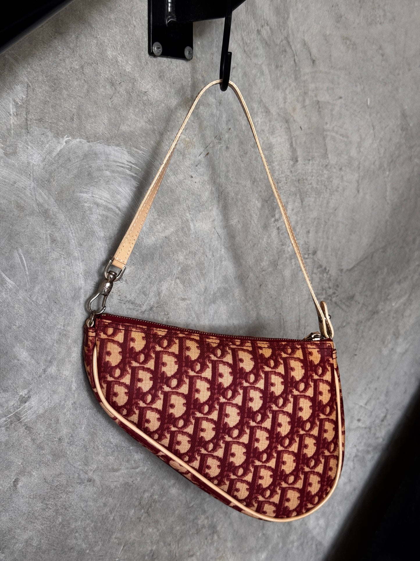 DIOR TROTTER SADDLE HANDBAG BURGUNDY