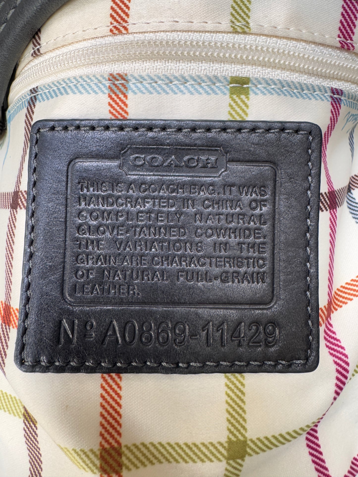 VINTAGE COACH BLACK LEATHER HANDBAG