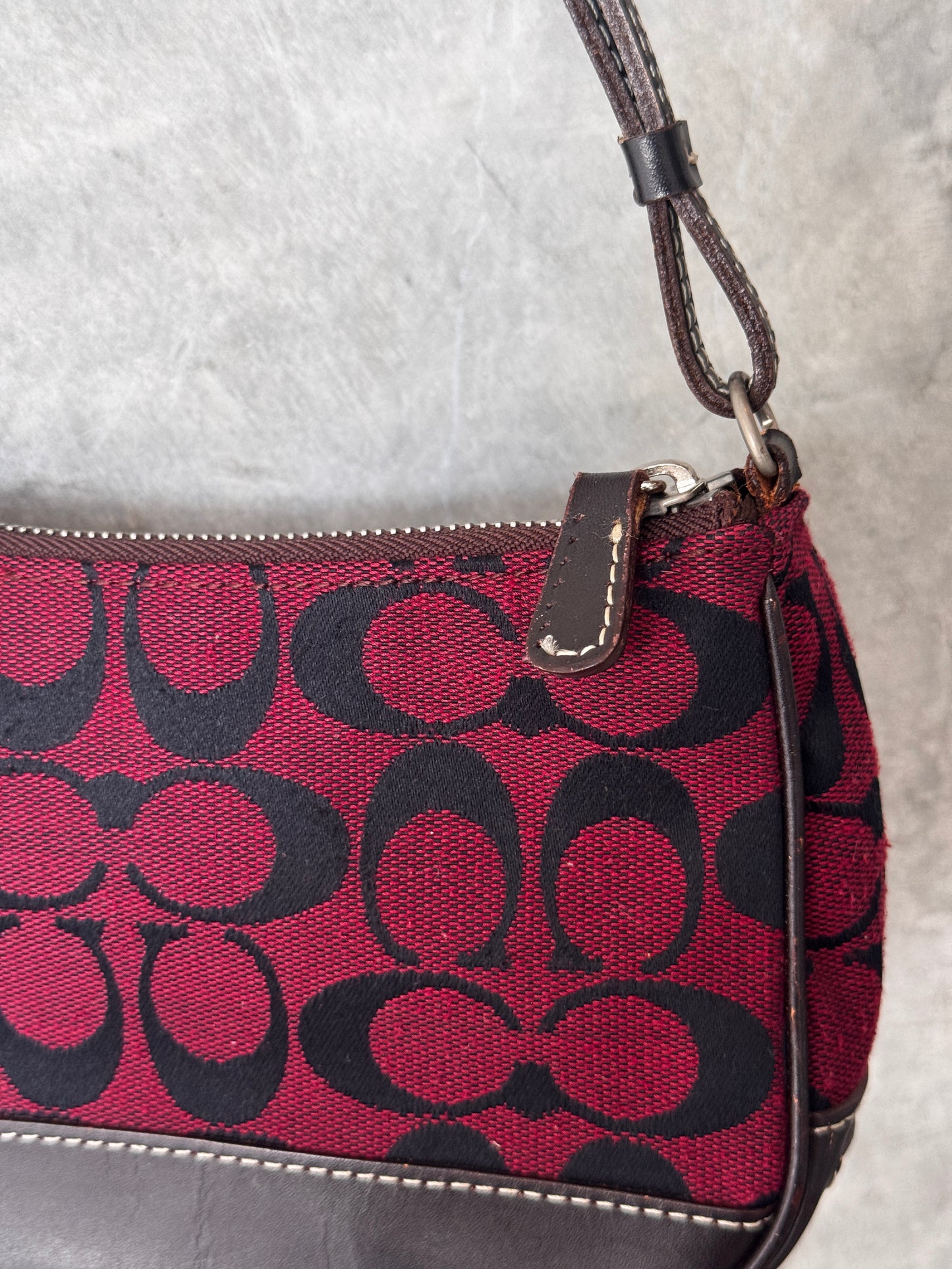 AUTHENTIC COACH BURGUNDY MONOGRAM BAGUETTE