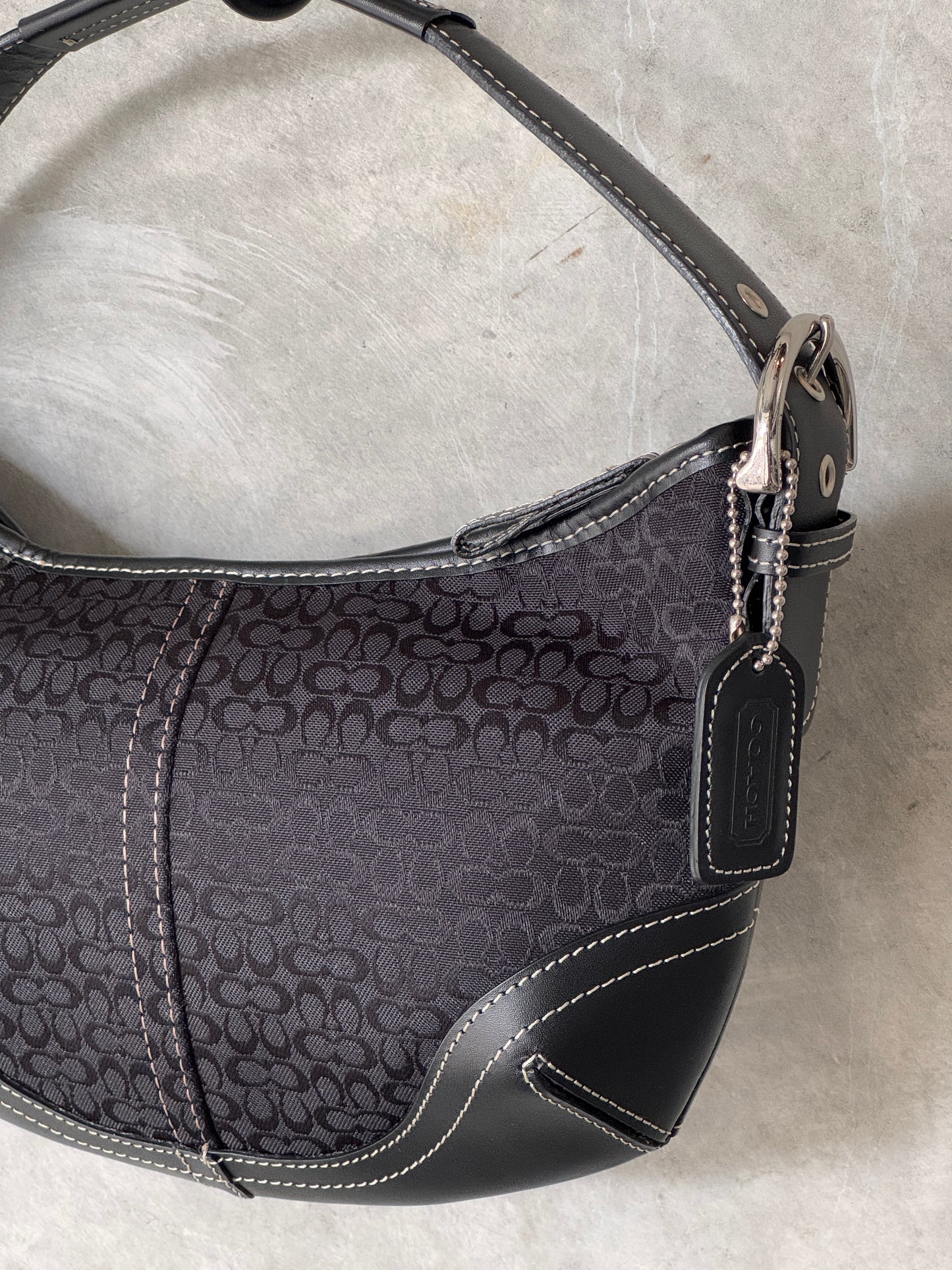 VINTAGE COACH BLACK SUFFLETTE MINI HANDBAG