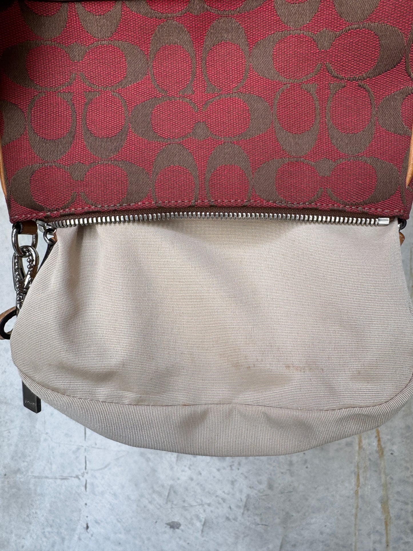 AUTHENTIC COACH RED/TAN MONOGRAM BAGUETTE