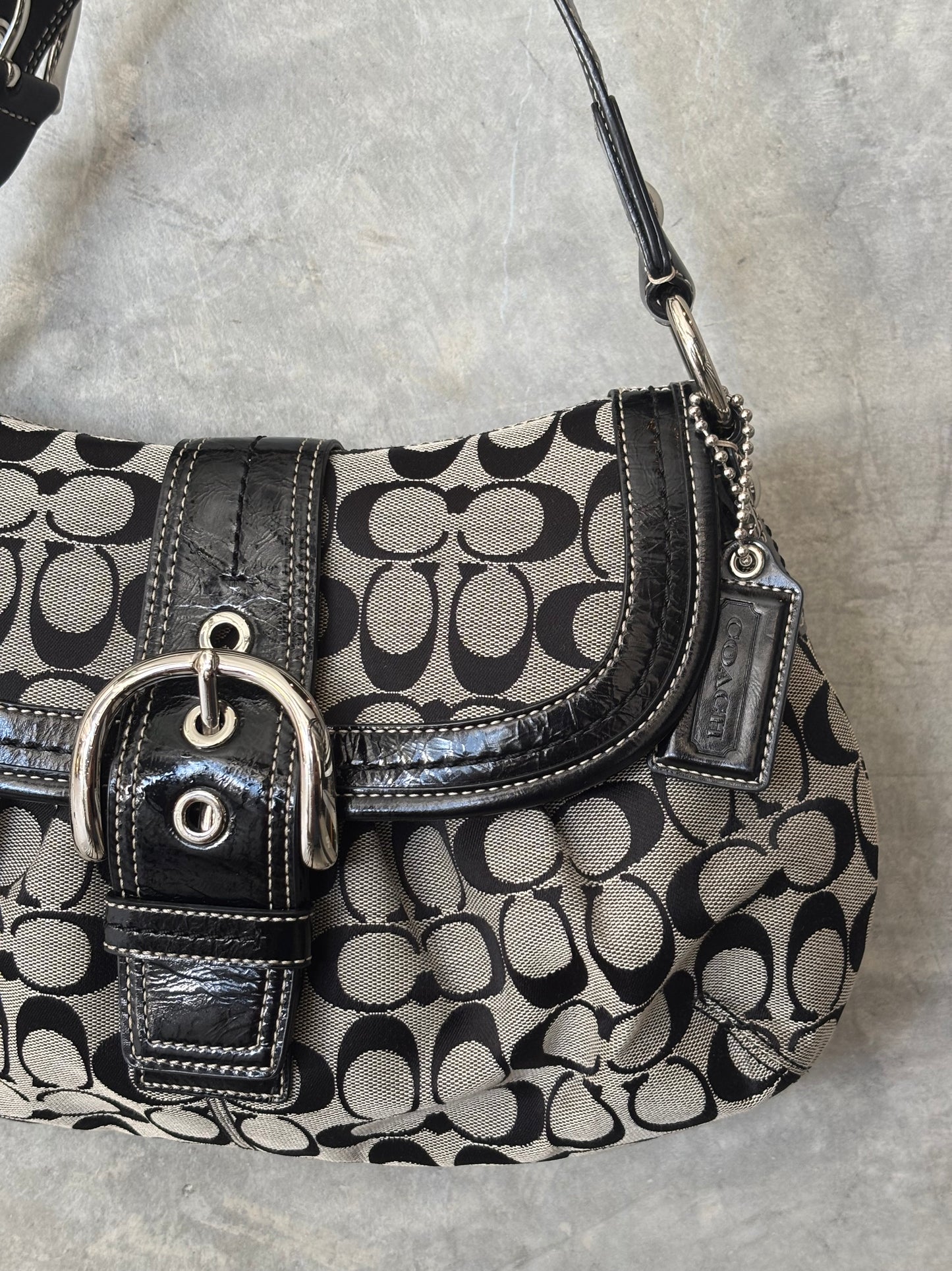 VINTAGE COACH MONOGRAM SOHO HANDBAG BLACK