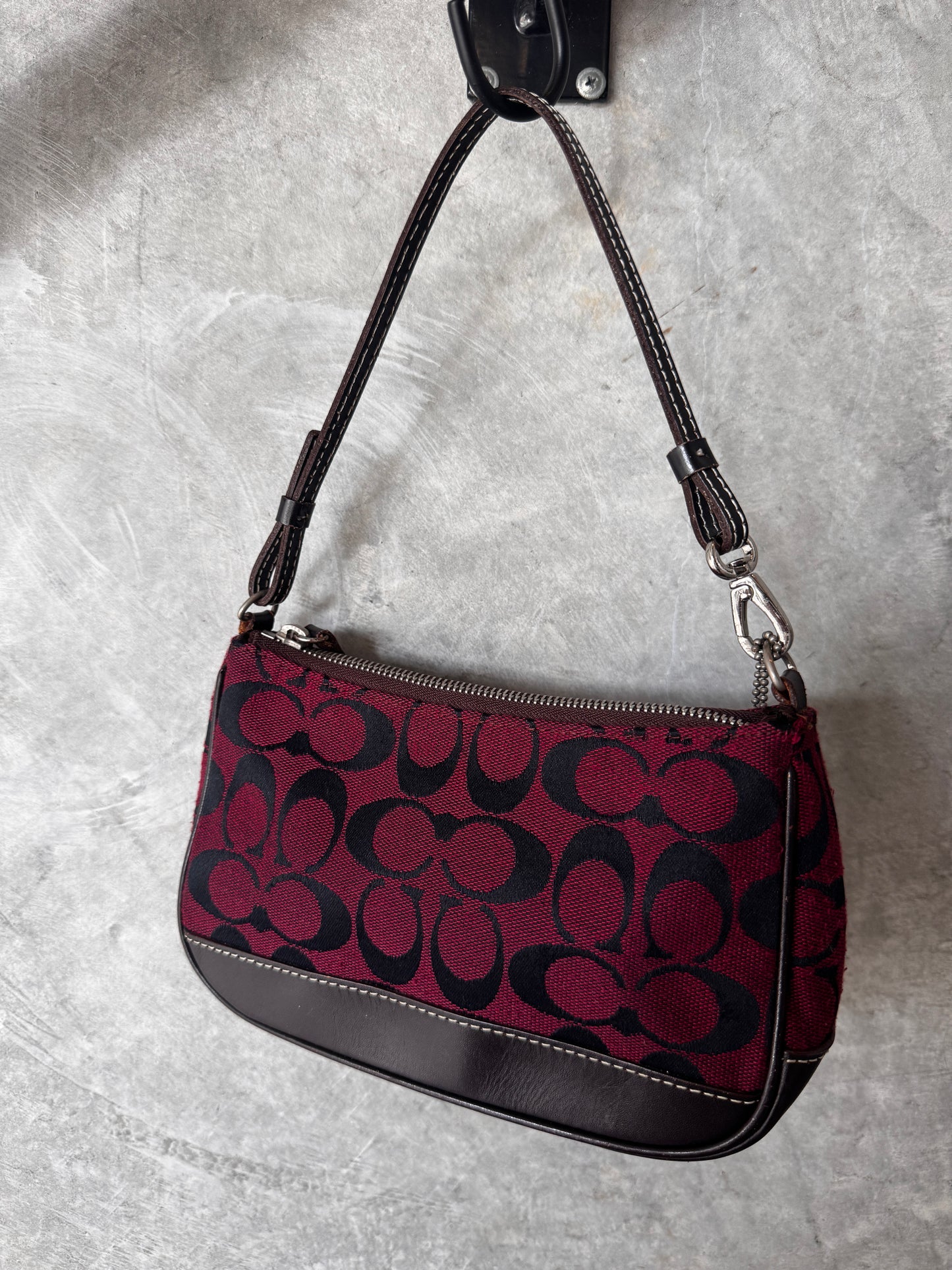AUTHENTIC COACH BURGUNDY MONOGRAM BAGUETTE