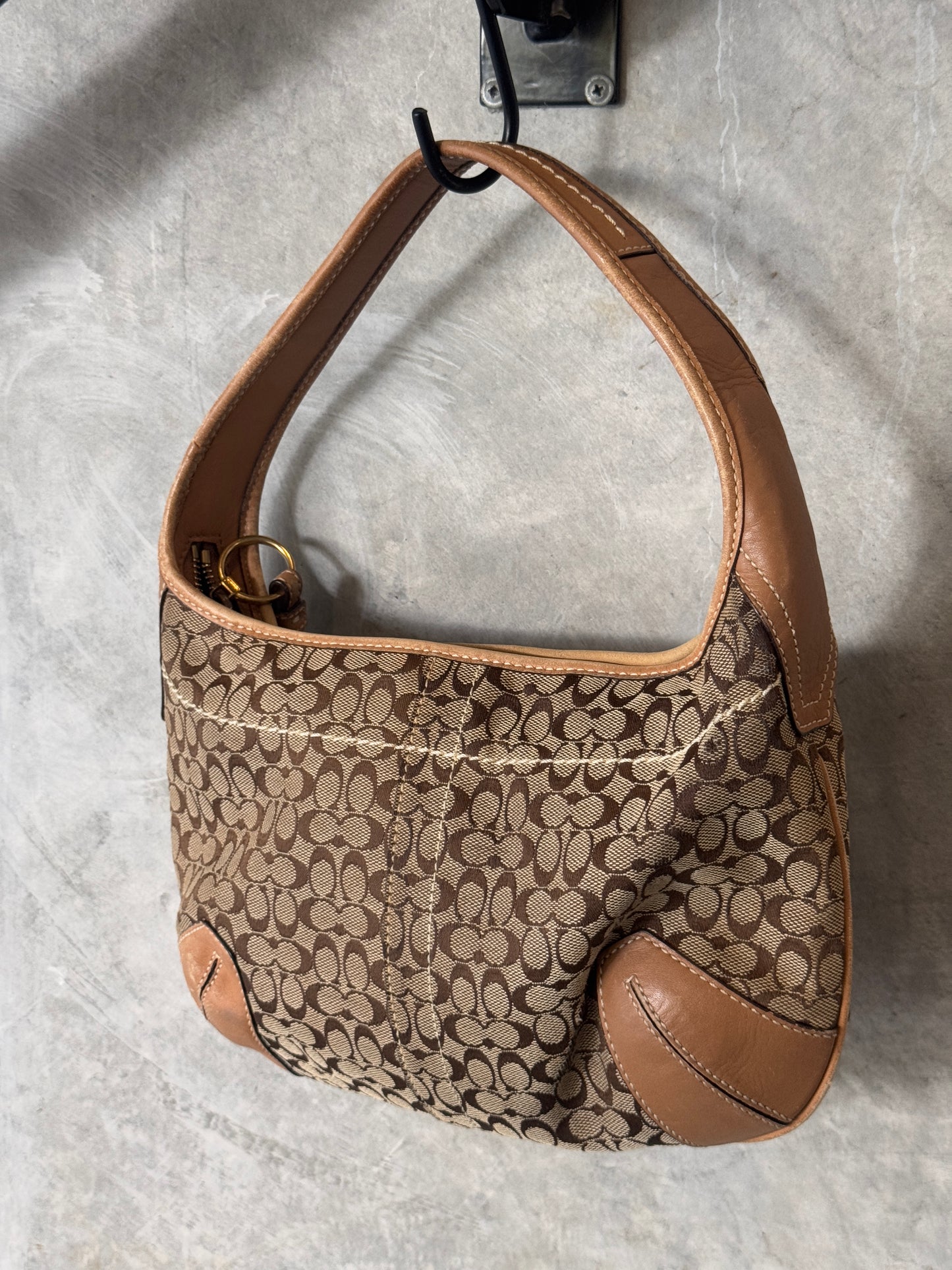 VINTAGE COACH SUFFLETTE BROWN HANDBAG