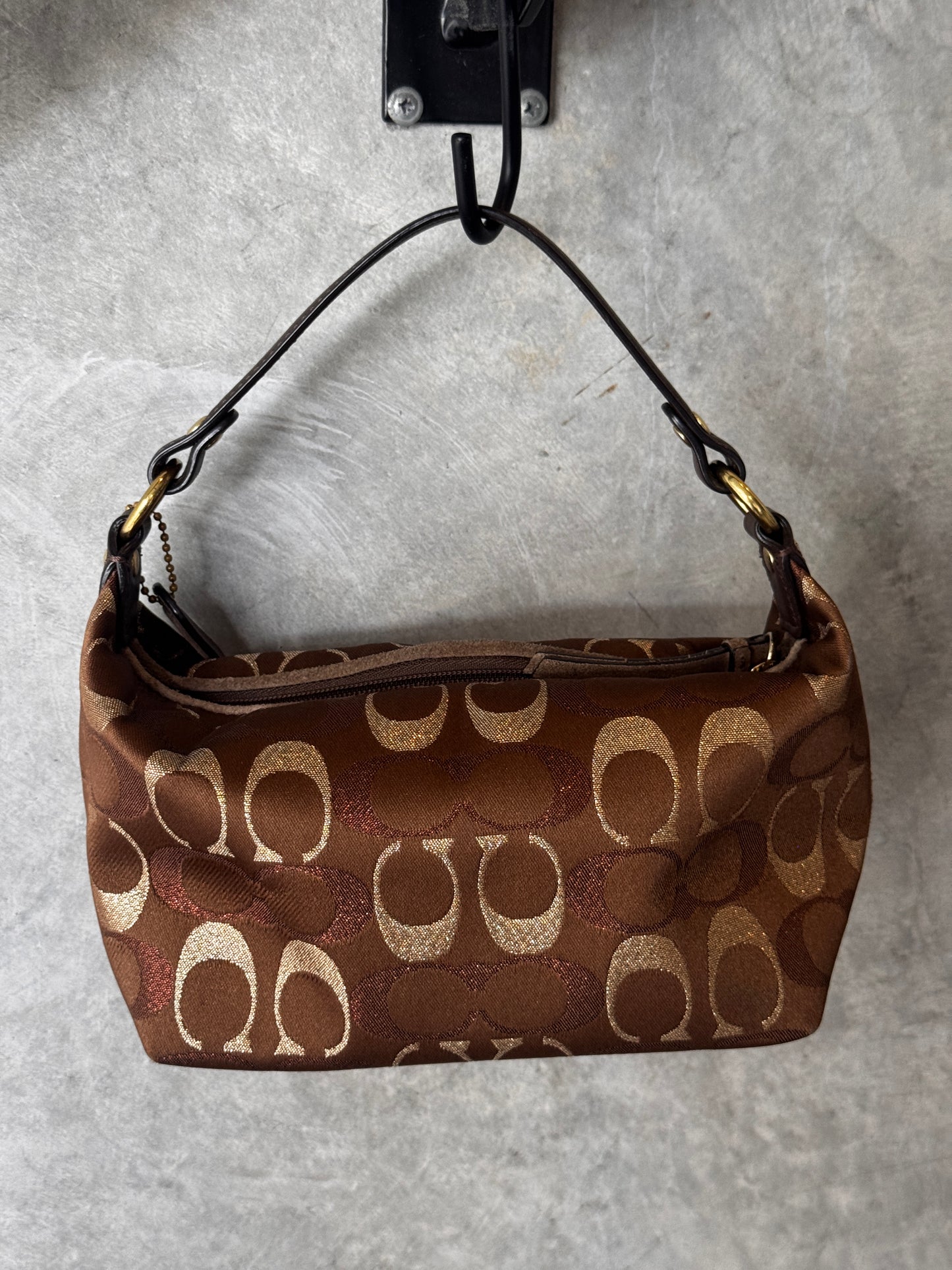 MINI VINTAGE BROWN MONOGRAM COACH HANDBAG