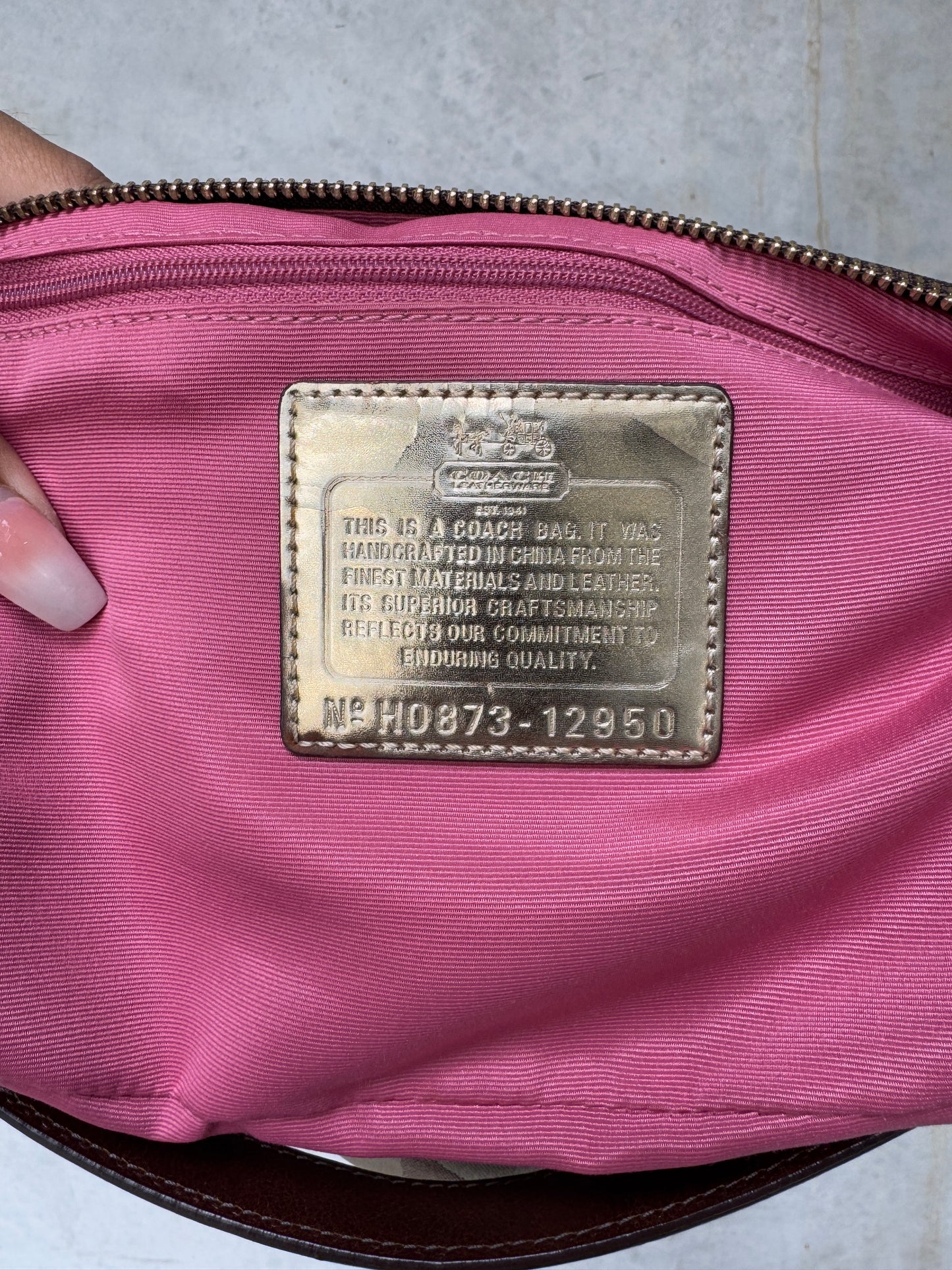 VINTAGE COACH BROWN & GOLD SIGNATURE HANDBAG