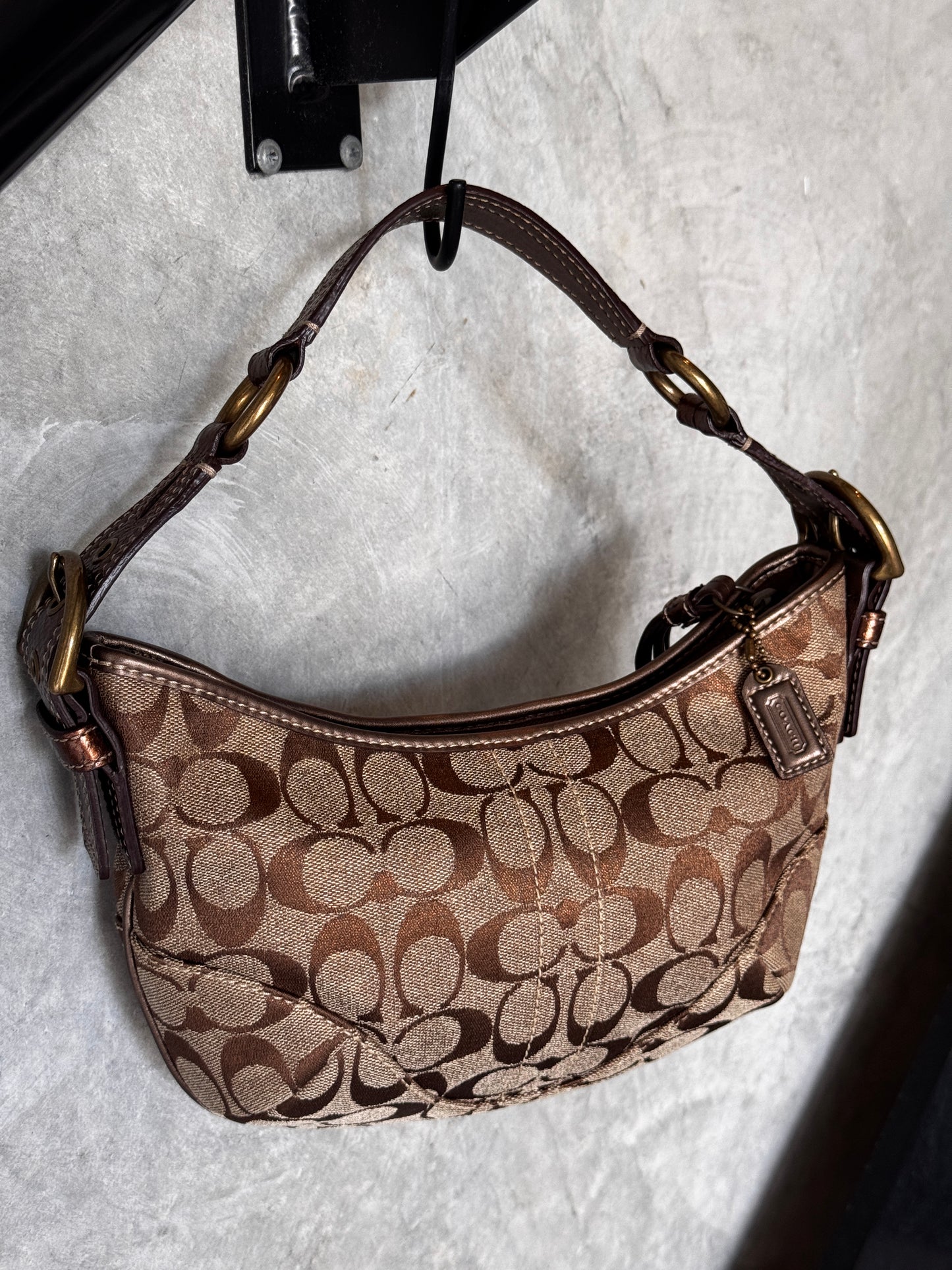 VINTAGE COACH TAN MONOGRAM HANDBAG