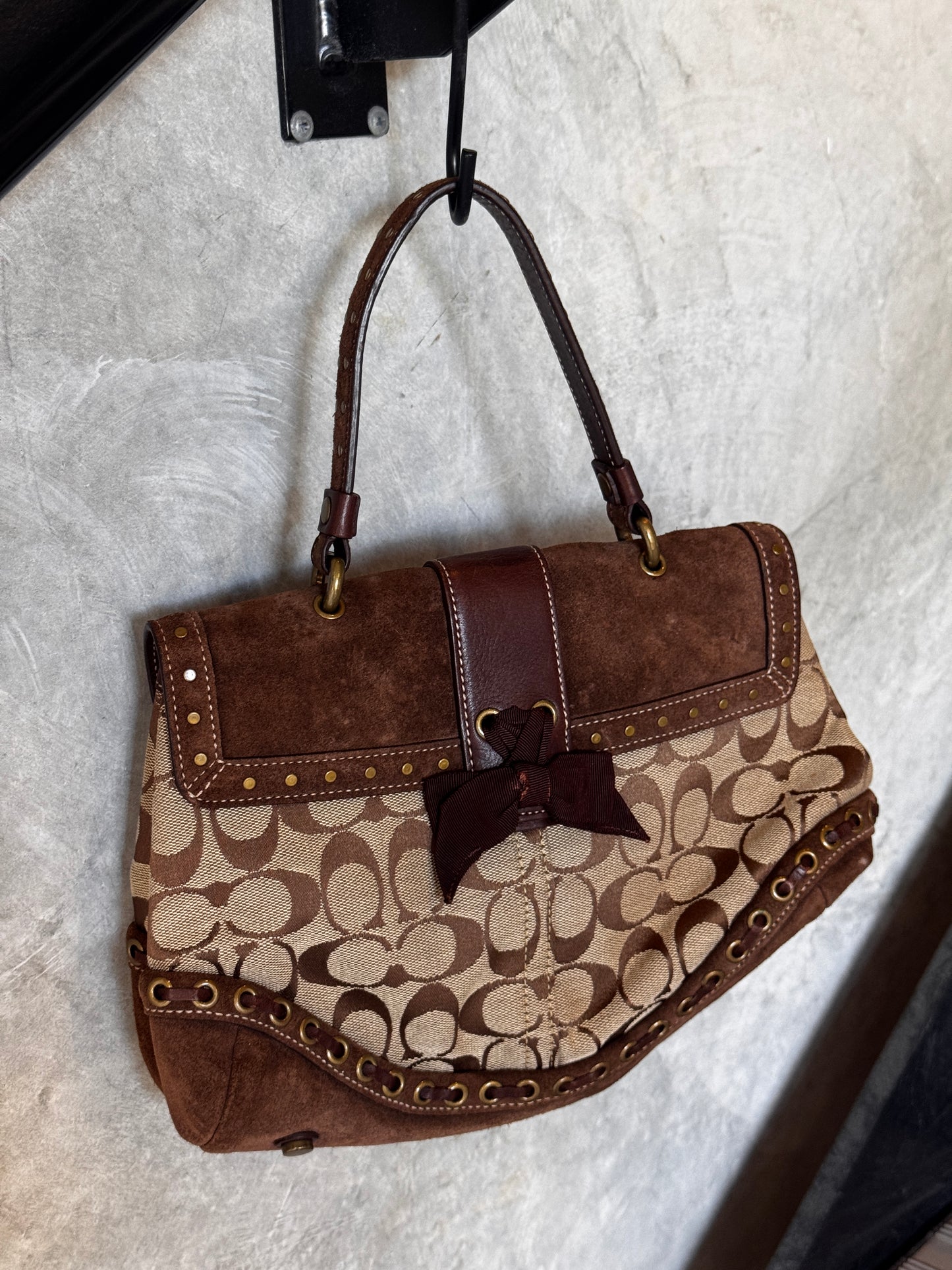 VINTAGE COACH SOHO SUEDE STUDDED HANDBAG
