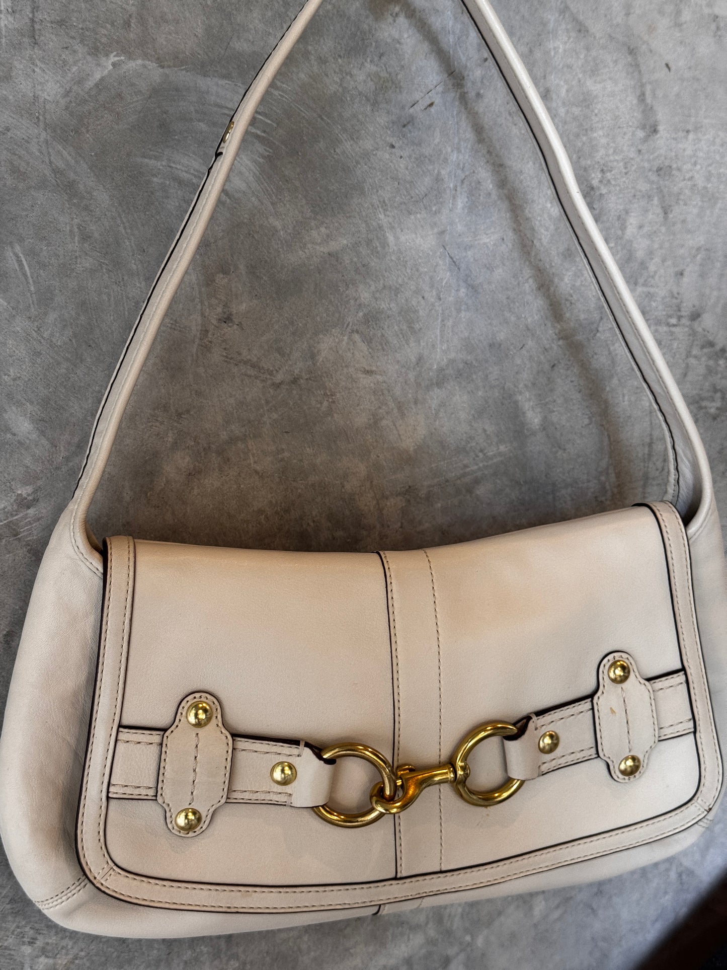AUTHENTIC COACH HORSEBIT WHITE LEATHER BAG