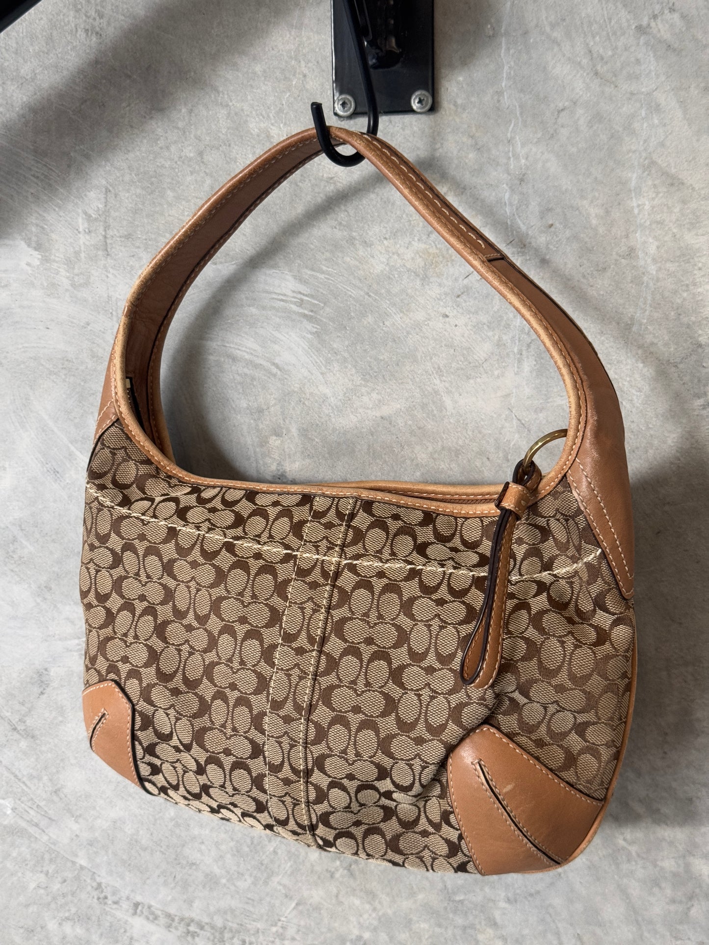 VINTAGE COACH SUFFLETTE BROWN HANDBAG