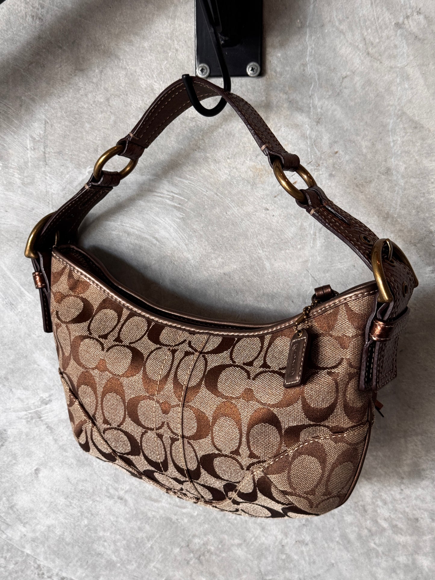 VINTAGE COACH TAN MONOGRAM HANDBAG