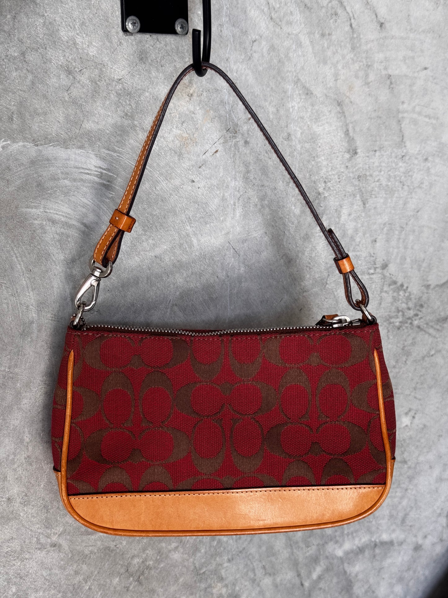 AUTHENTIC COACH RED/TAN MONOGRAM BAGUETTE