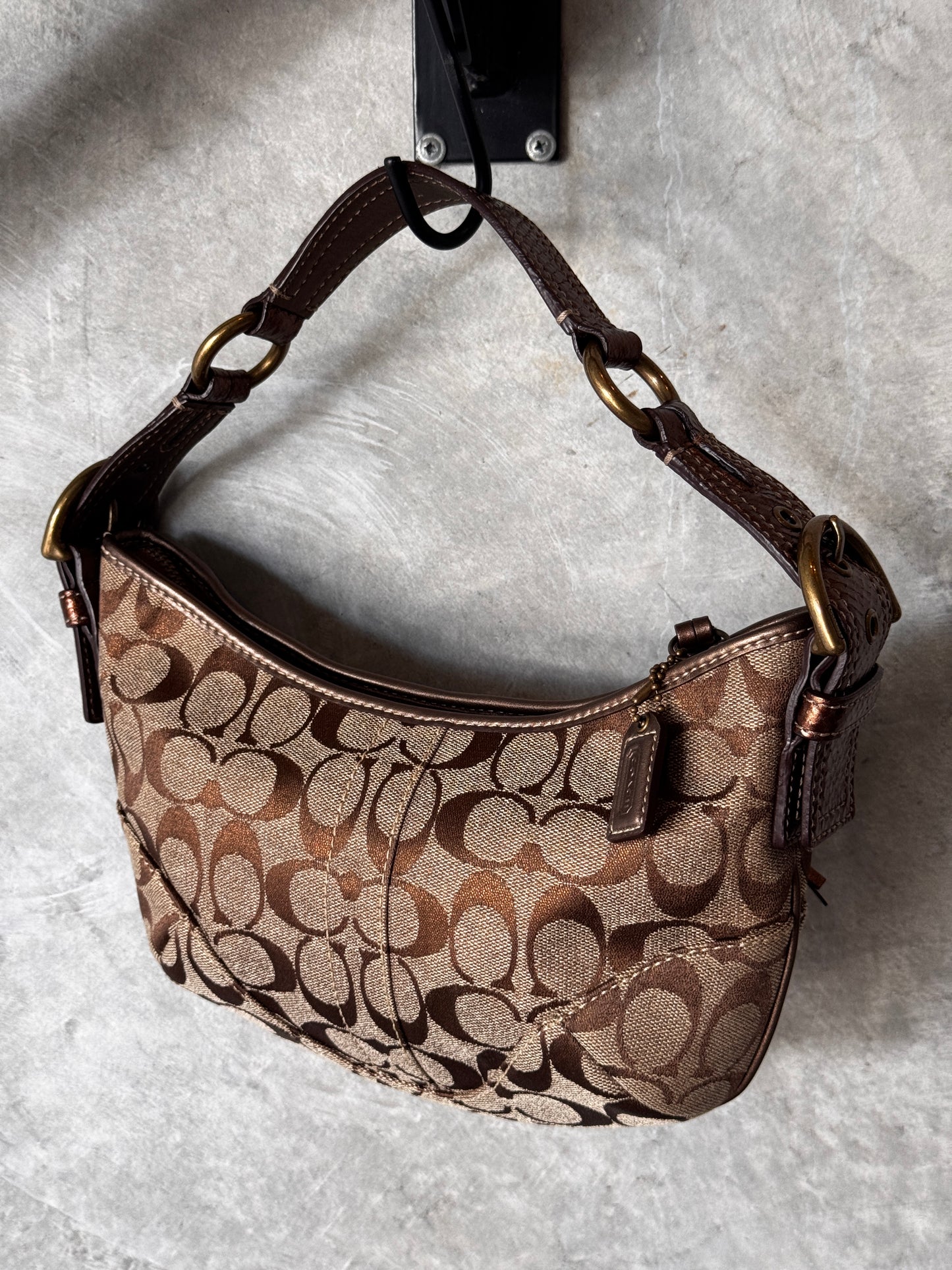 VINTAGE COACH TAN MONOGRAM HANDBAG