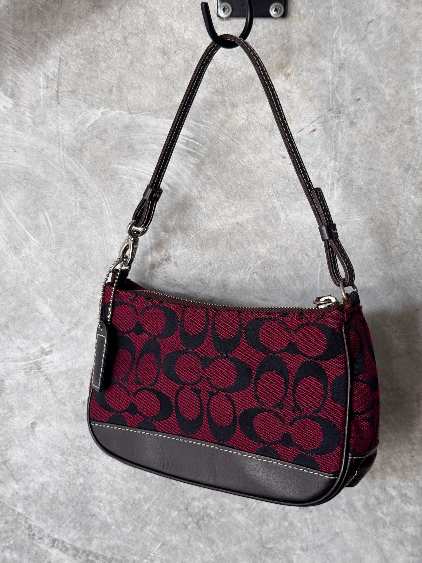 AUTHENTIC COACH BURGUNDY MONOGRAM BAGUETTE